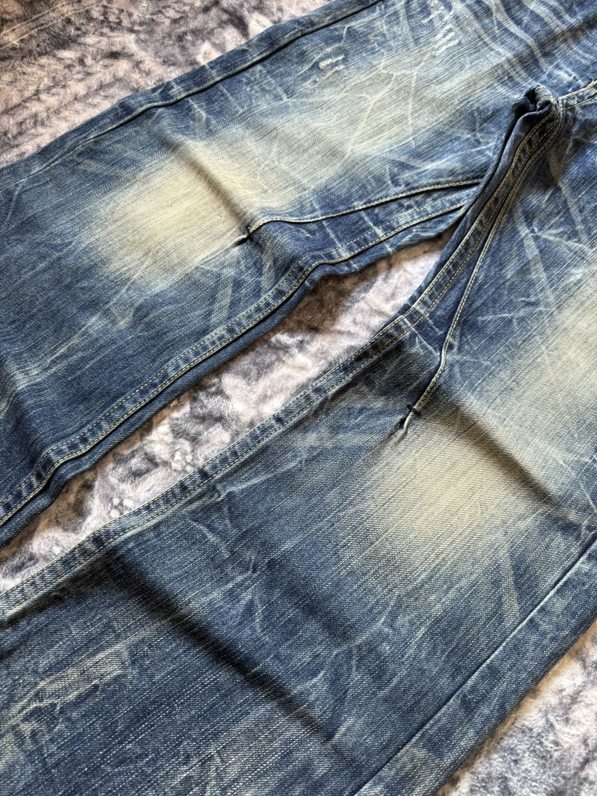 If Six Was Nine Red Peper Japan Faded Wrinkle Wash Flared Wide Leg Jeans Size US 36 / EU 52 - 6 Thumbnail