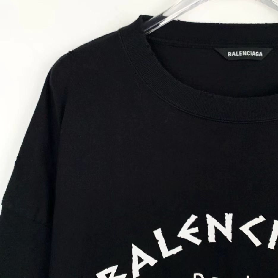 Balenciaga Balenciaga logo marathon print round neck black cotton shor Size US XL / EU 56 / 4 - 3 Thumbnail