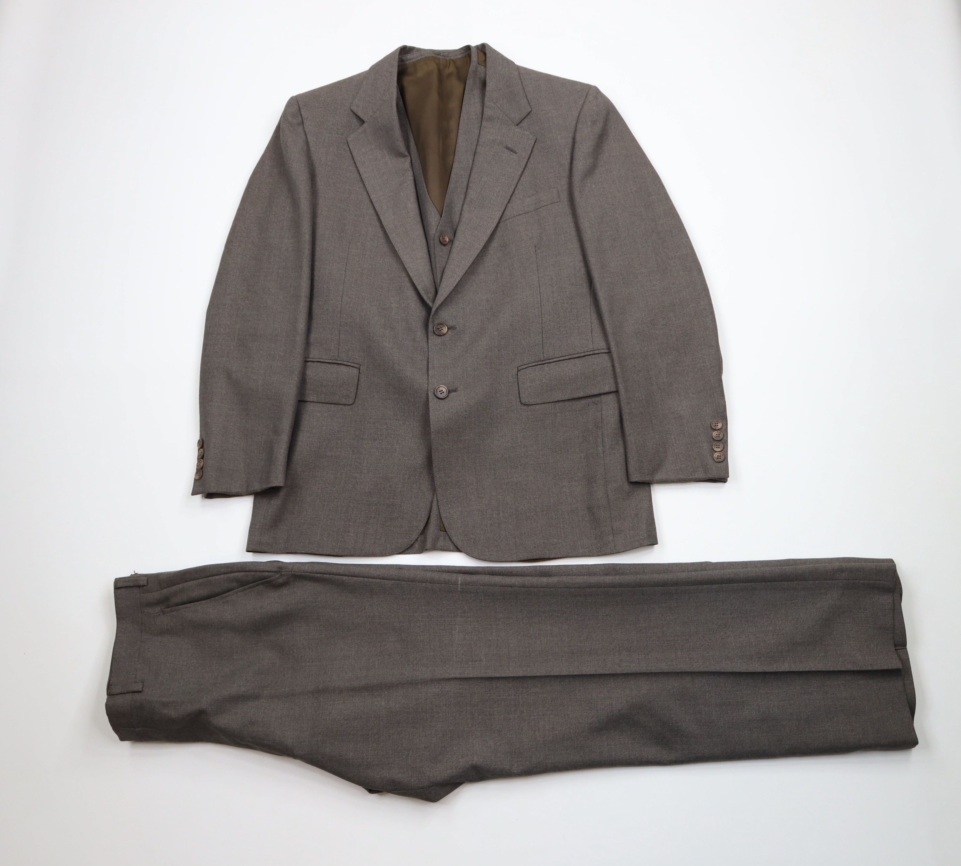 Vintage Vintage 70s 3 Piece Wool Blend Wedding Suit Bell Bottoms Size 40R - 1 Thumbnail