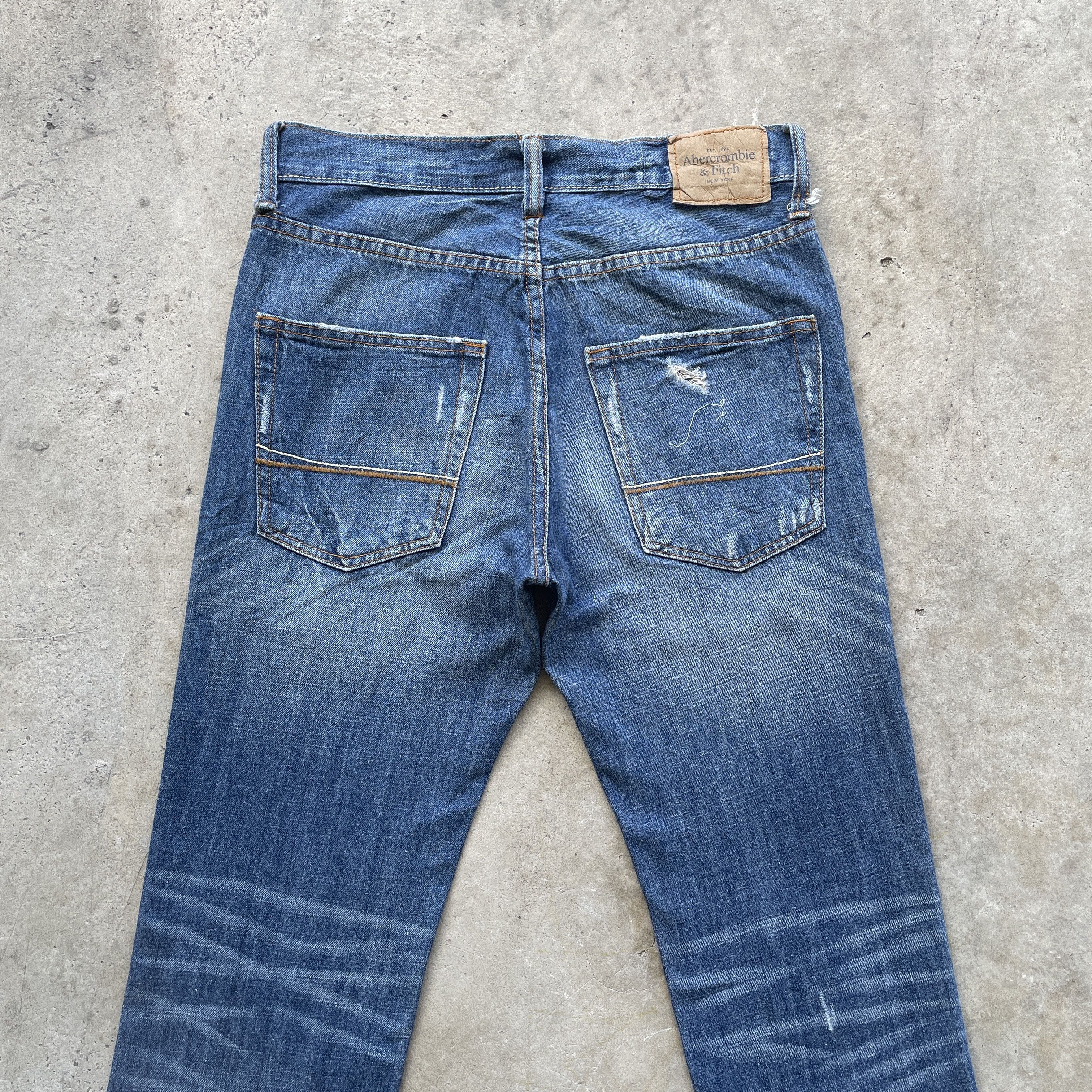 Abercrombie & Fitch × Jean Vintage A&F Distressed Faded Jeans Straight Slim Pants W30 Size US 30 / EU 46 - 11 Thumbnail