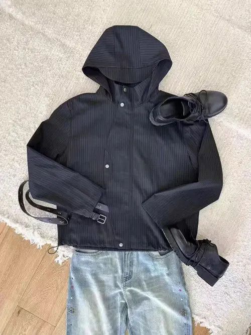 VIBE Vintage Street Punk Stripe Loose Casual Hooded Jacket Coat Size US XL / EU 56 / 4 - 7 Thumbnail