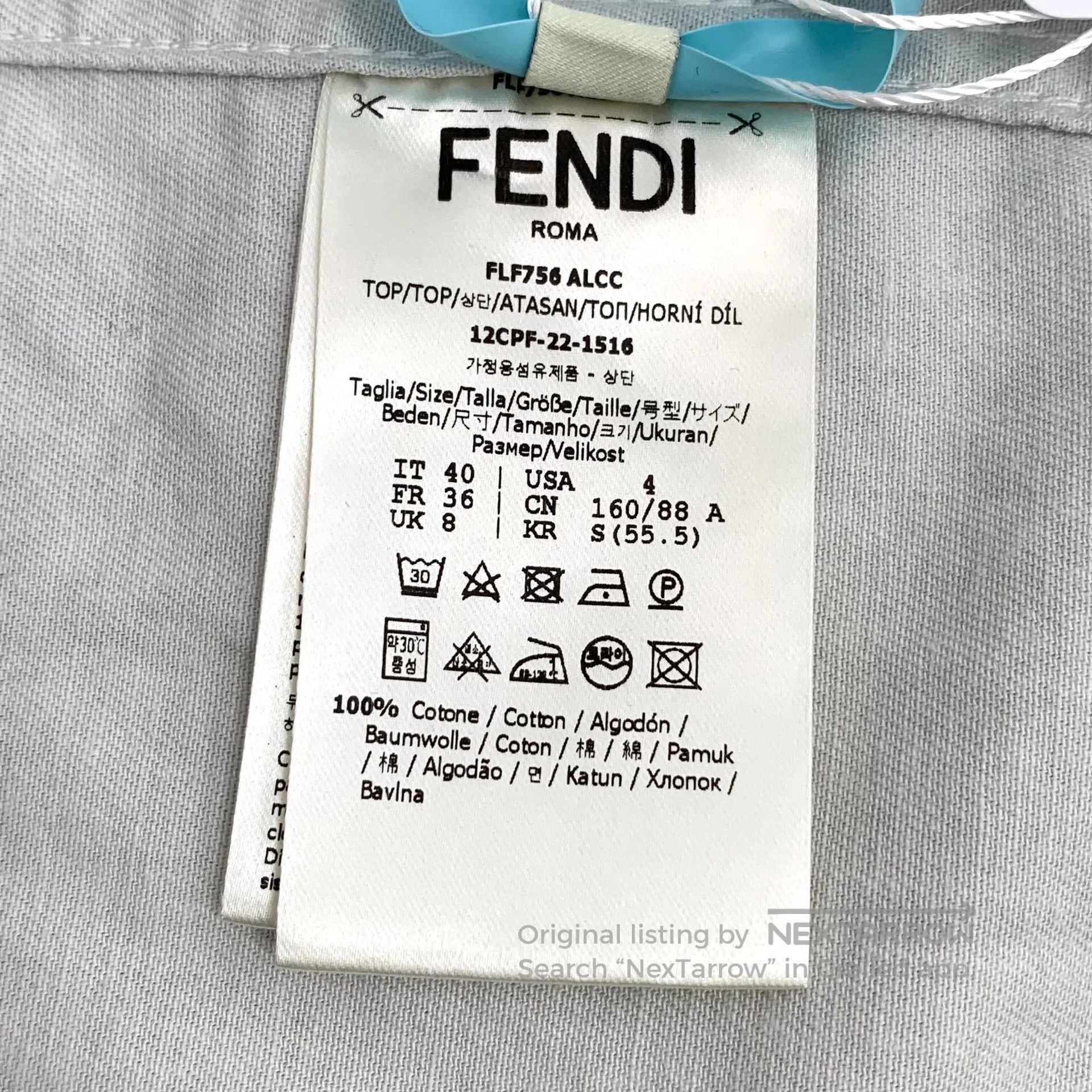 Fendi FENDI Teal logo embossed cotton lapel long sleeve denim sh Size S / US 4 / IT 40 - 8 Thumbnail