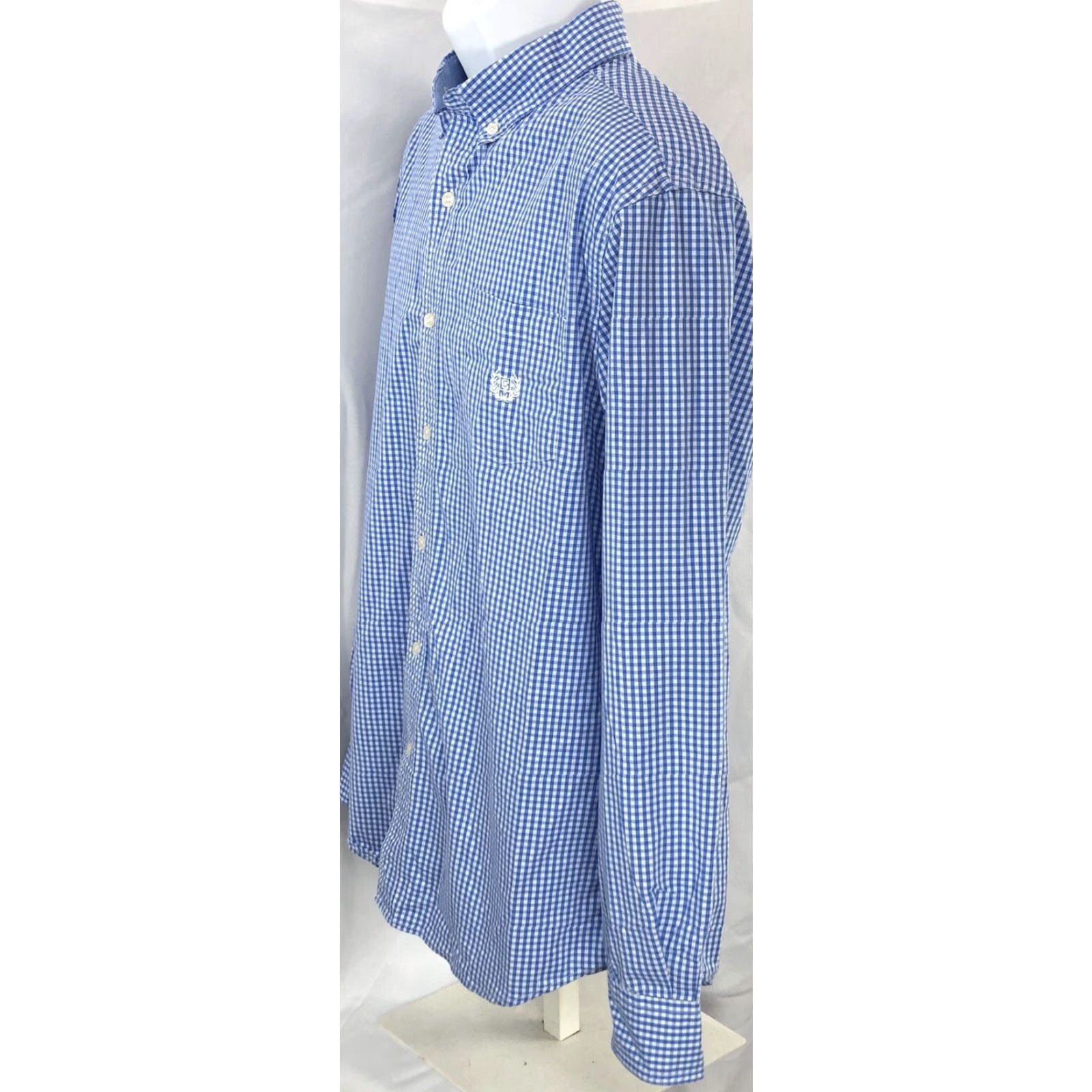 Chaps Chaps RL Oxford Button Up L Blue White Gingham Plaid Long Sleeve Pocket Preppy Shirt Size US L / EU 52-54 / 3 - 2 Thumbnail