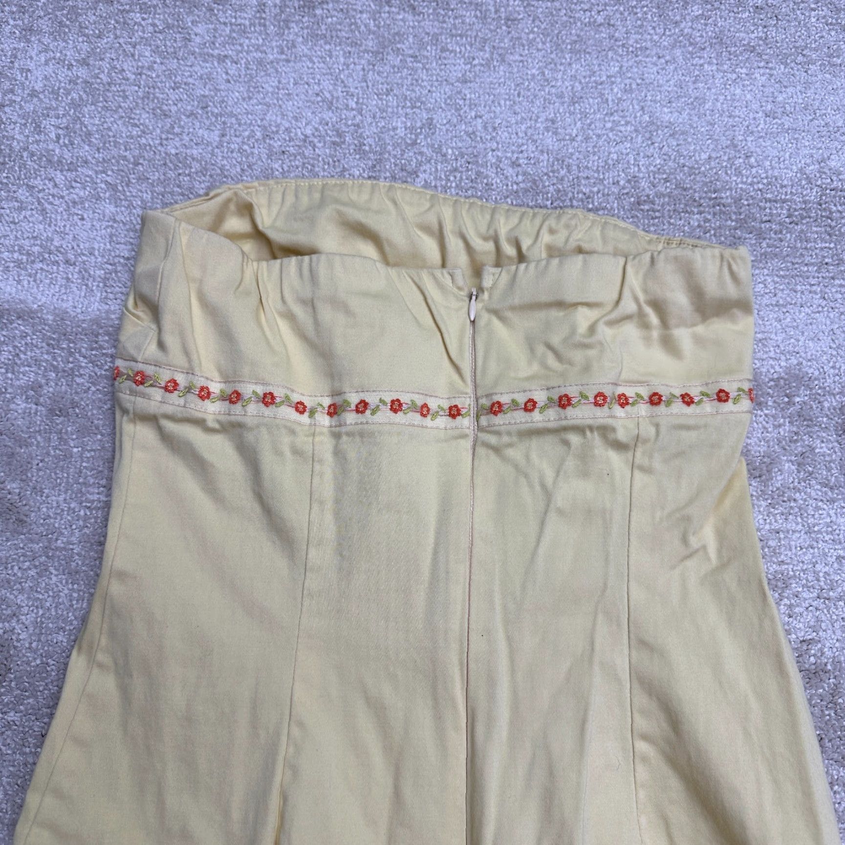 Vintage Ruth Maxi Dress Womens 6 Yellow Stretch Embroidered Casual Summer Square Neck Sleeveless Size M / US 6-8 / IT 42-44 - 3 Thumbnail