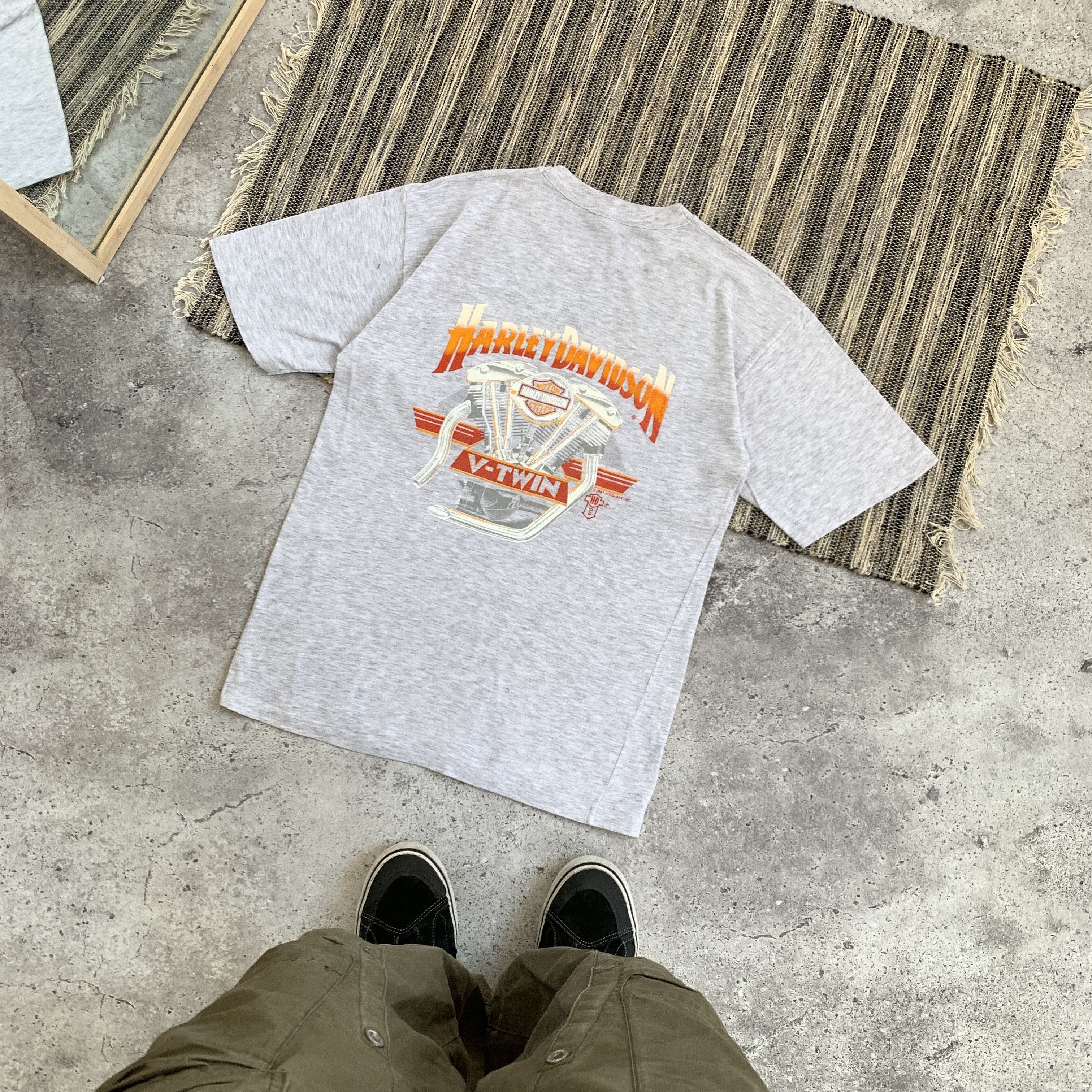 Harley Davidson Vintage Harley Davidson 1987 Rare Grey Graphic Tee Shirt Size US M / EU 48-50 / 2 - 1 Thumbnail