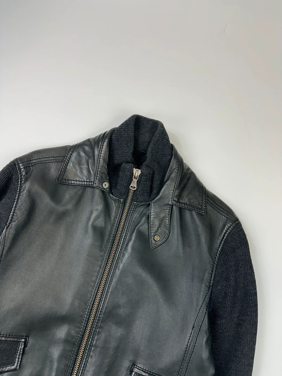 Dolce & Gabbana Dolce & Gabbana 00s Black Hyrbrid Lamb Leather & Wool Jacket Size US M / EU 48-50 / 2 - 2 Thumbnail