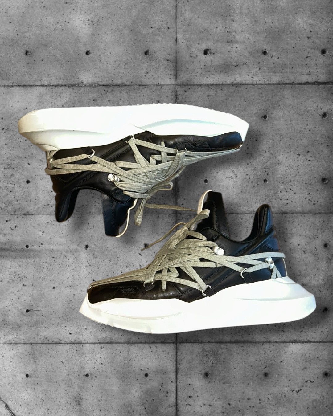 Rick Owens Mega lace geth runners mainline leather Size US 10 / EU 43 - 1 Thumbnail