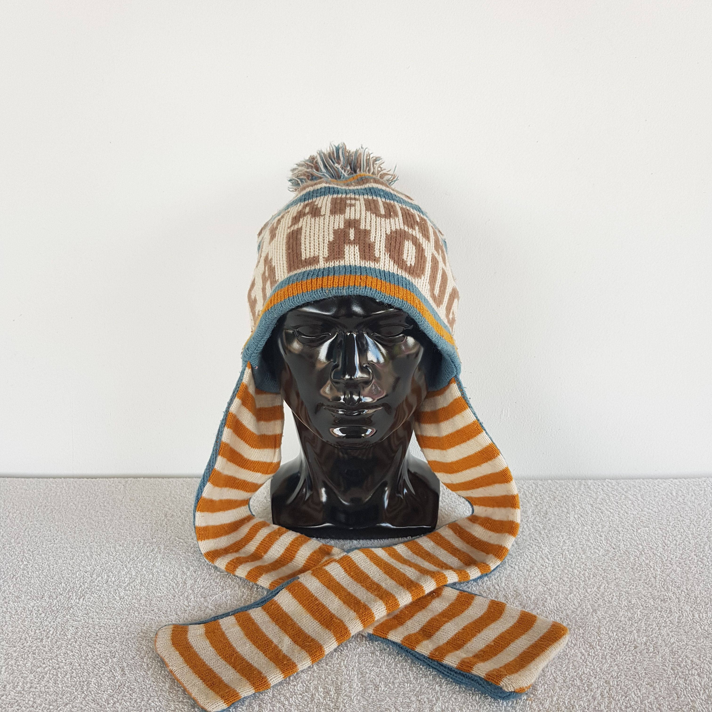 Japanese Brand Vintage Japanese Earflap Beanie Ribbed Knit Snow Caps Hats. Size ONE SIZE - 2 Thumbnail