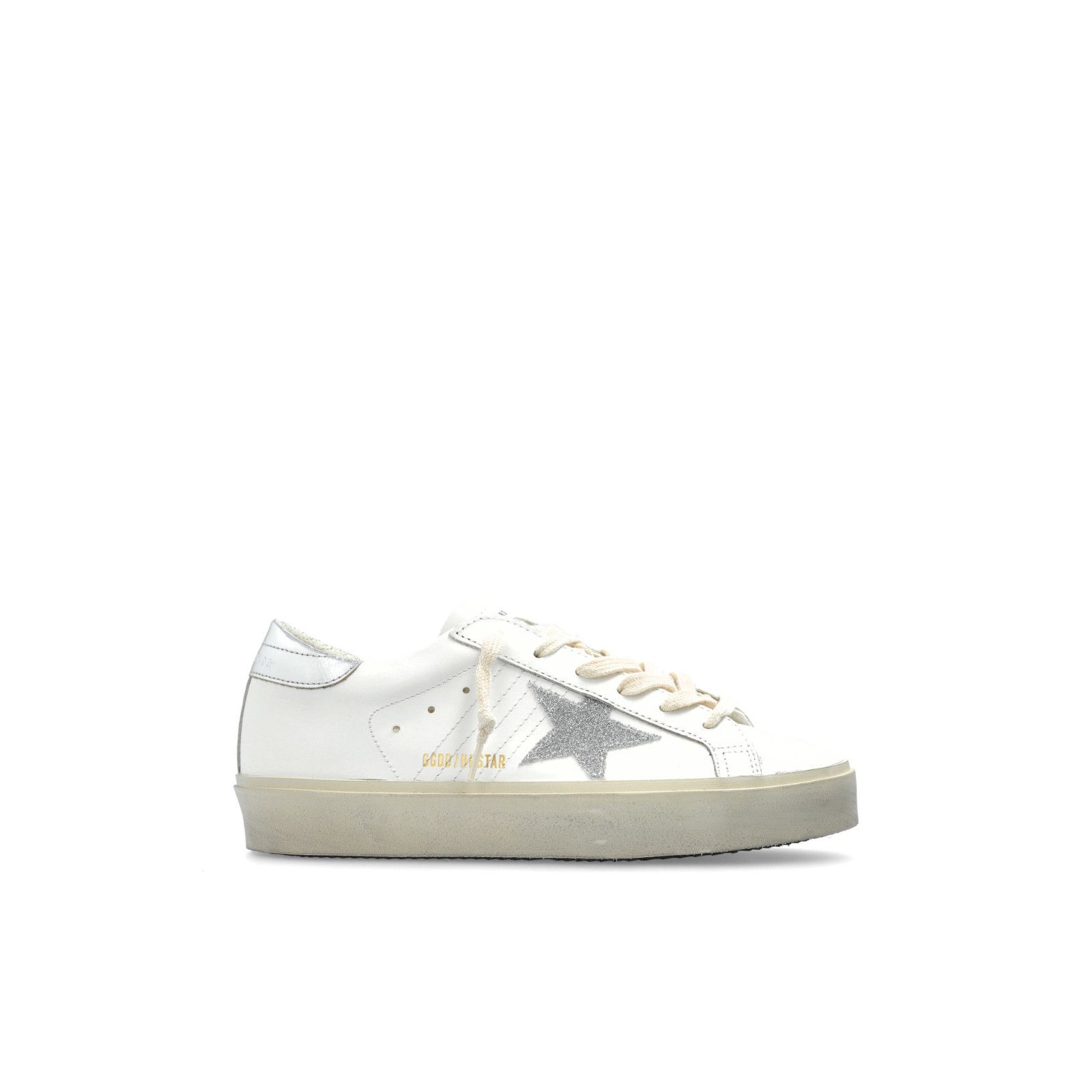 GOLDEN GOOSE Hi Star Women's White/Silver Glitter Sneakers N