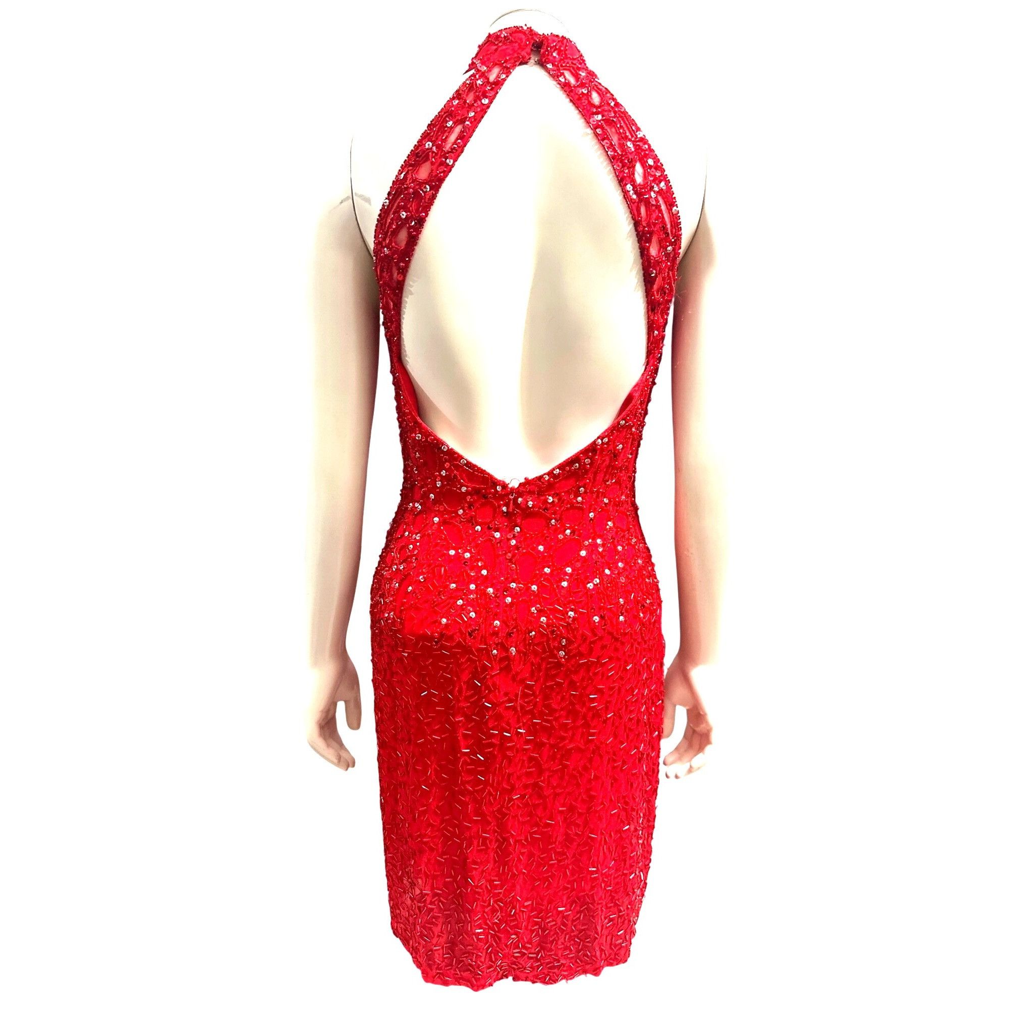 Other Niteline Della Roufogali Size 4 Red Beaded Silk Halter Open Size S / US 4 / IT 40 - 5 Thumbnail