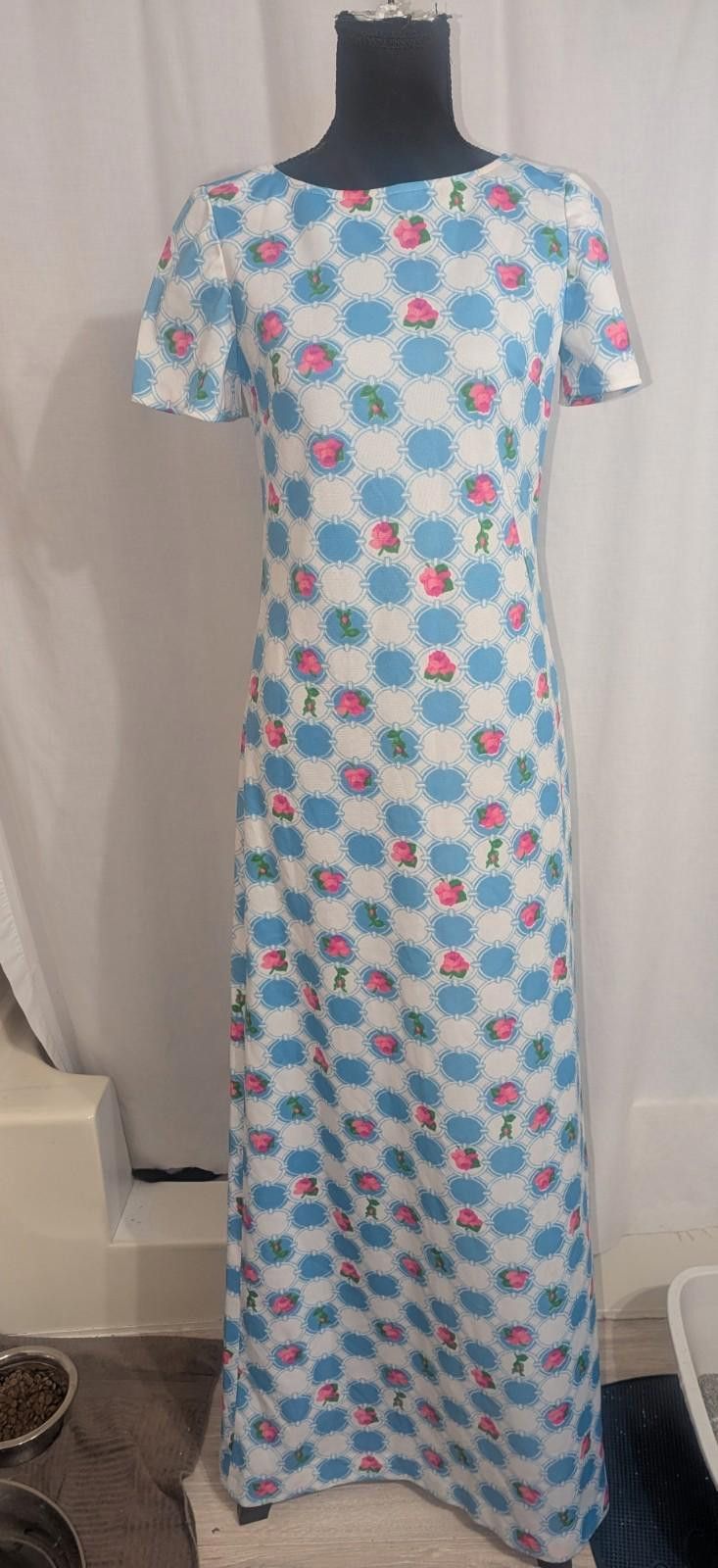 Handmade VTG 60s Handmade GoGo Mod Rose Print Maxi Dress Size XS / US 0-2 / IT 36-38 - 1 Thumbnail