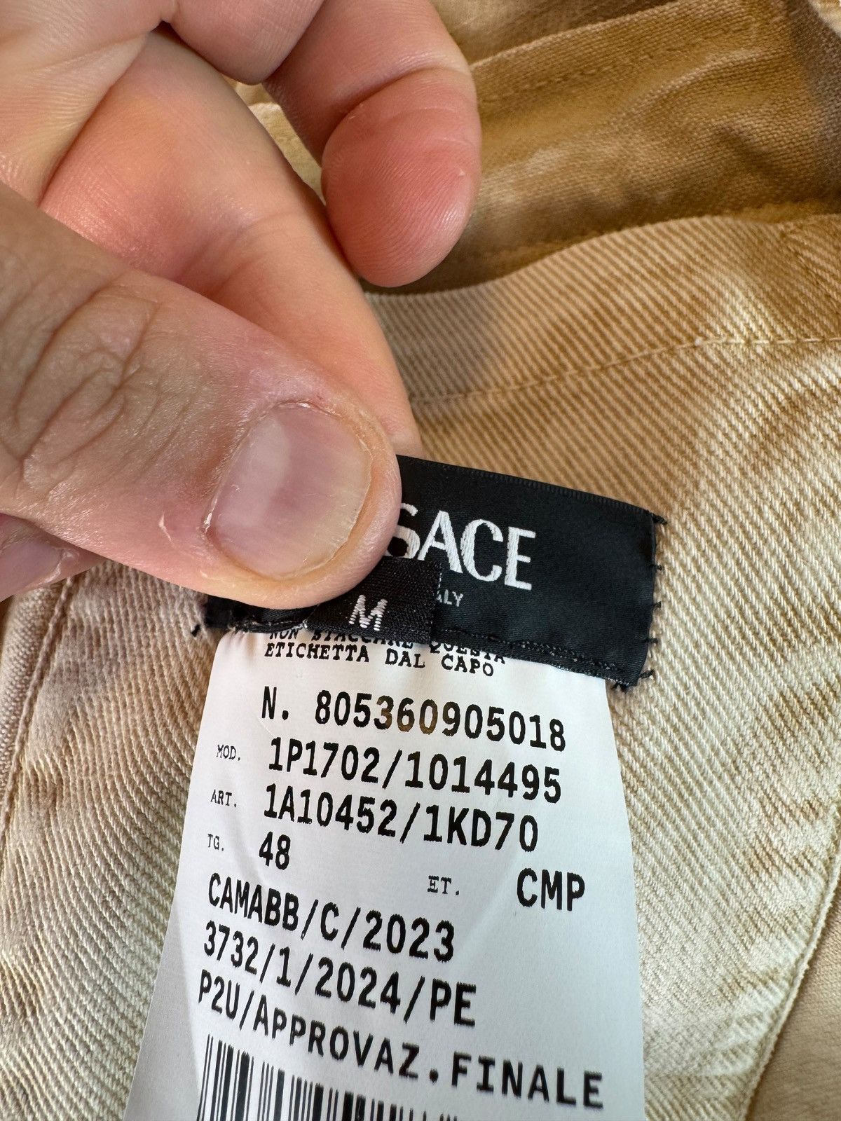 Versace Versace Beige Faded Denim Jacket with Medusa Buttons – M Size US M / EU 48-50 / 2 - 11 Thumbnail