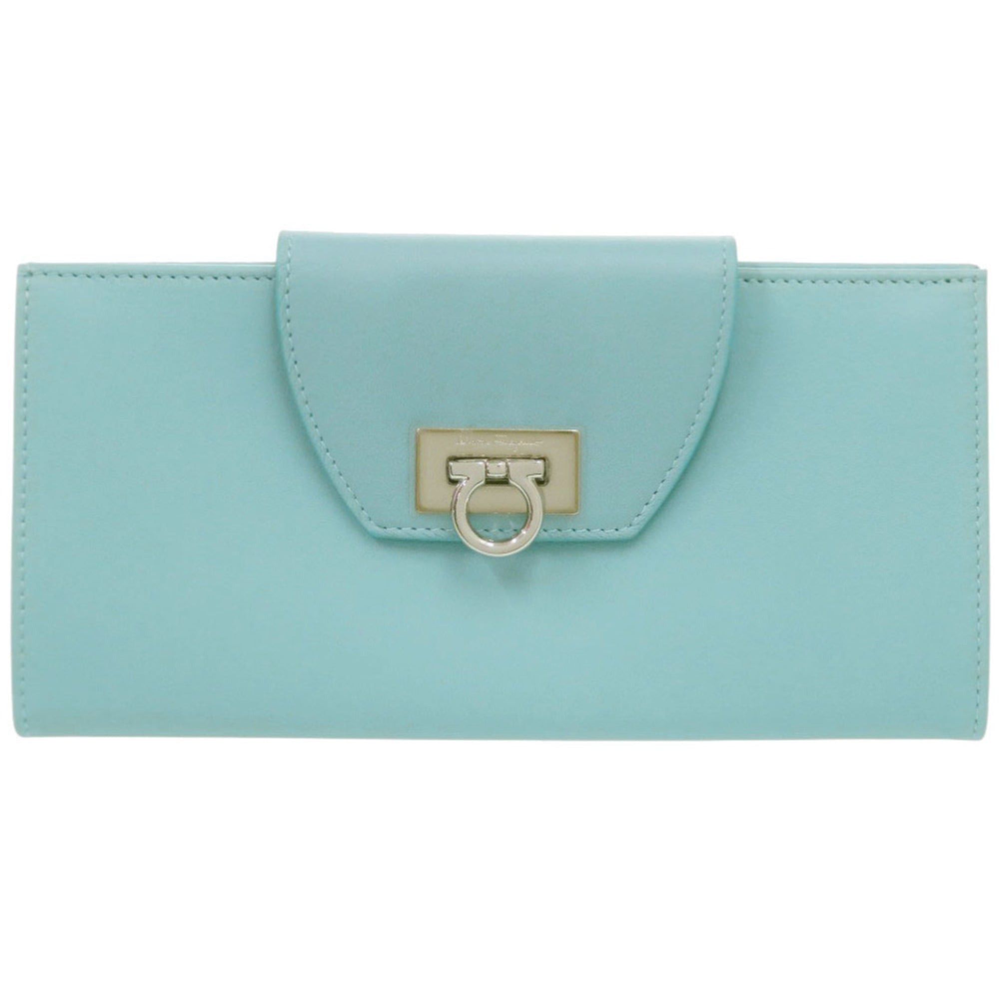 Salvatore Ferragamo Like new Salvatore Ferragamo Gancini leather light blue long wallet, model 0924. Size ONE SIZE - 1 Thumbnail