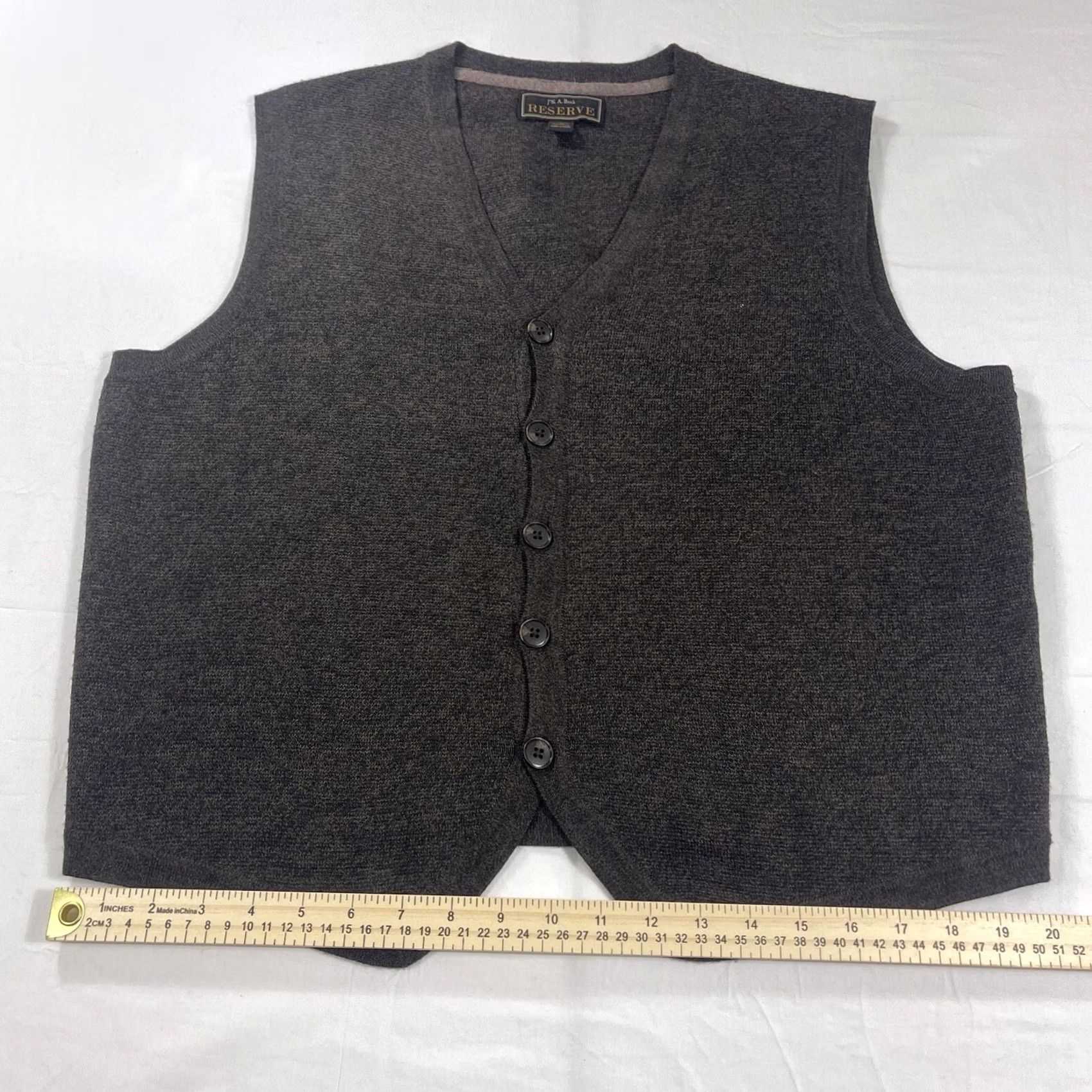 Jos. A. Bank Jos. A. Bank Vest Sweater L Brown Merino Wool Blend Button V-Neck Men Size US L / EU 52-54 / 3 - 6 Thumbnail