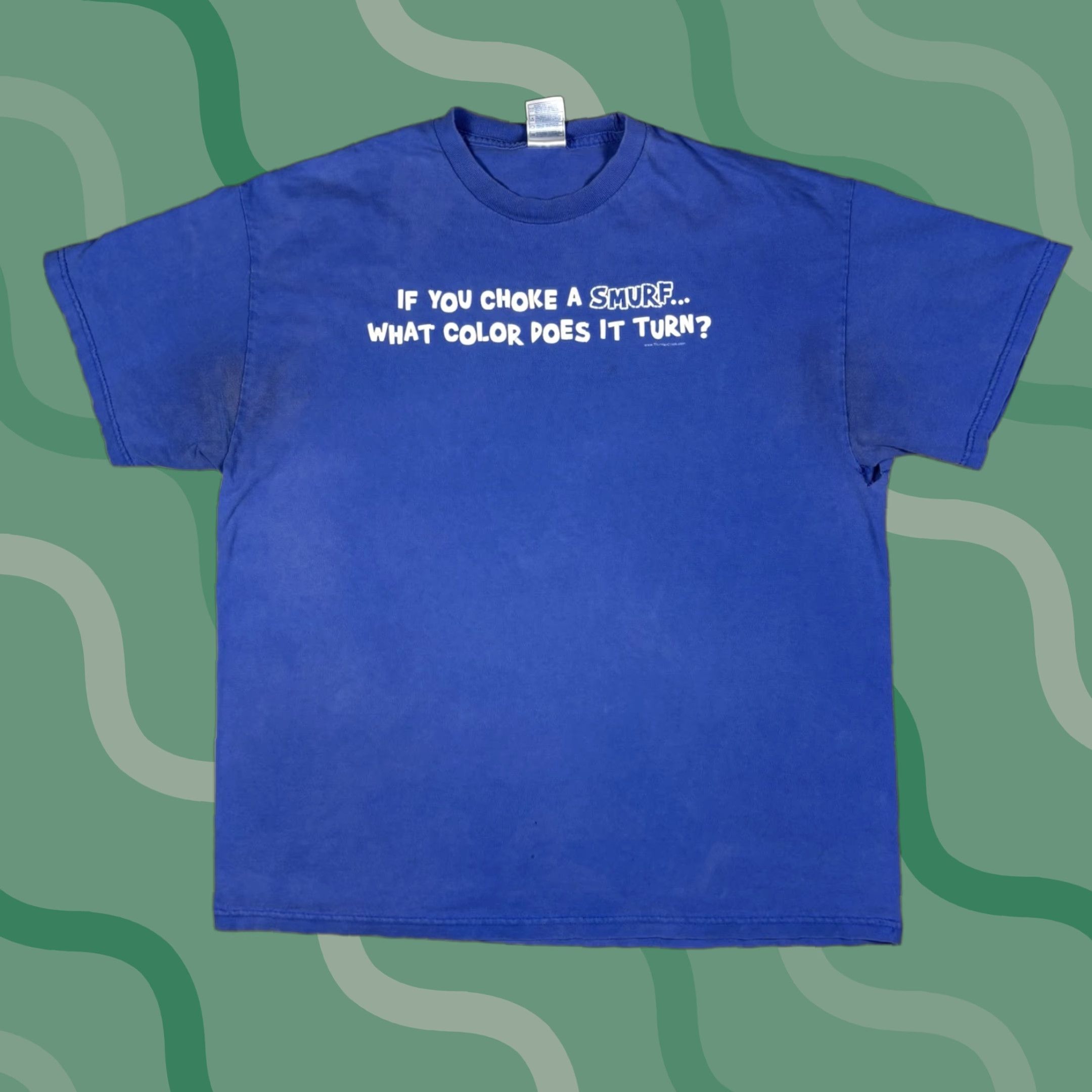 Vintage VINTAGE Alstyle T-Shirt Blue XL Men Short Sleeve Round Neck Funny 80s Cartoon 90s Smurf Quote Text Humor Comedy Size US XL / EU 56 / 4 - 1 Thumbnail