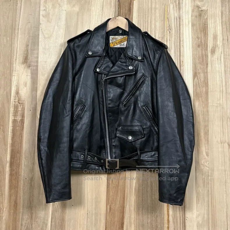 Schott Schott Cowhide classic lapel cable-stayed motorcycle leath Size US XS / EU 42 / 0 - 1 Thumbnail