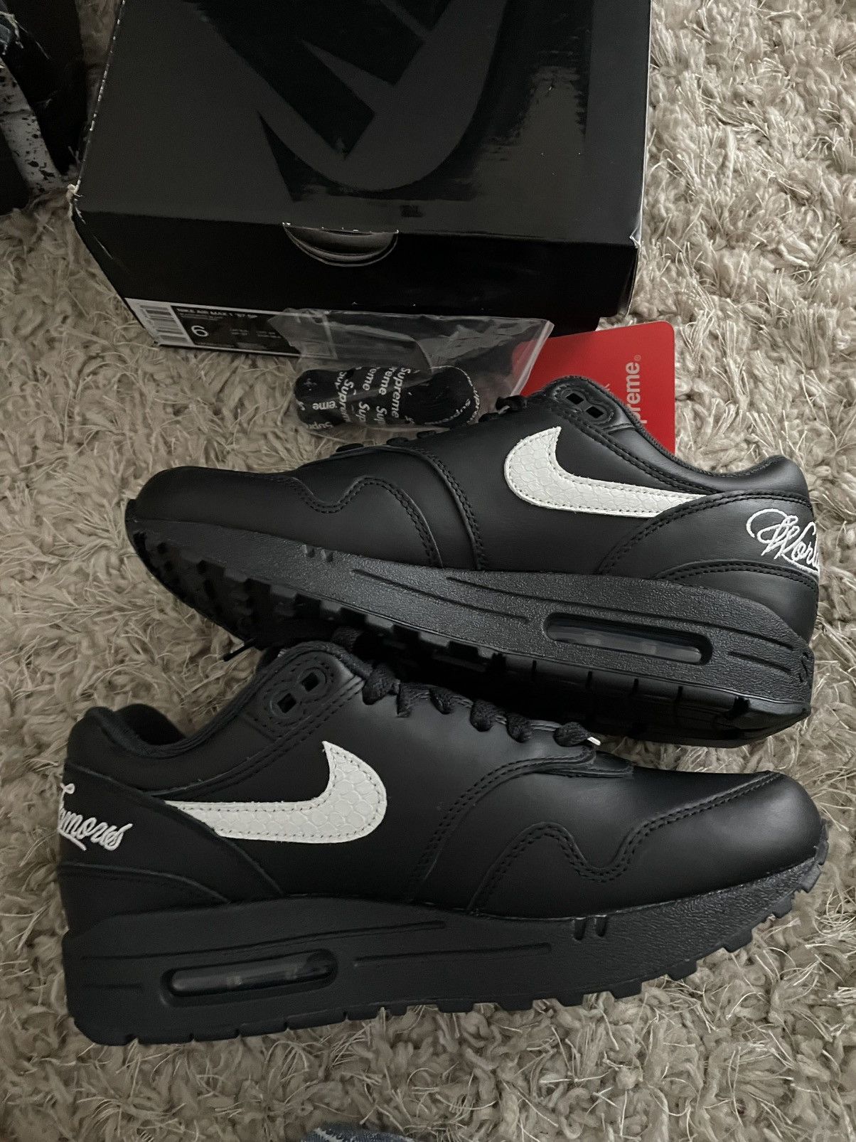 Nike Air Max 1 87 x Supreme Black Size US 7.5 / IT 37.5 - 3 Thumbnail