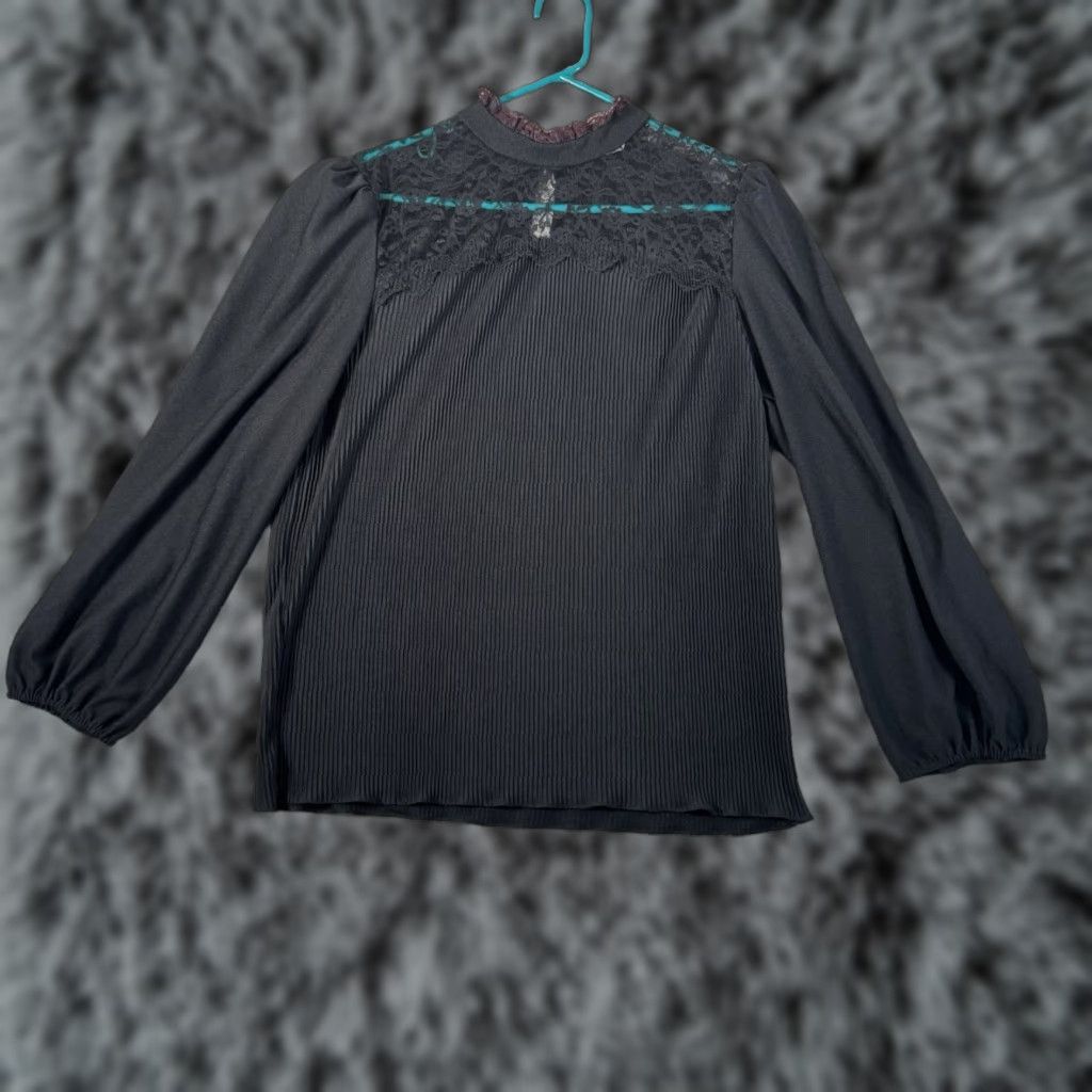 Vintage VINTAGE 80s Blouse L Black Gothic 90s Tunic Long Sleeve Women Coquette Witchy Evening Casual Party/Cocktail Dressy Shirt Mens? Size L / US 10 / IT 46 - 1 Thumbnail