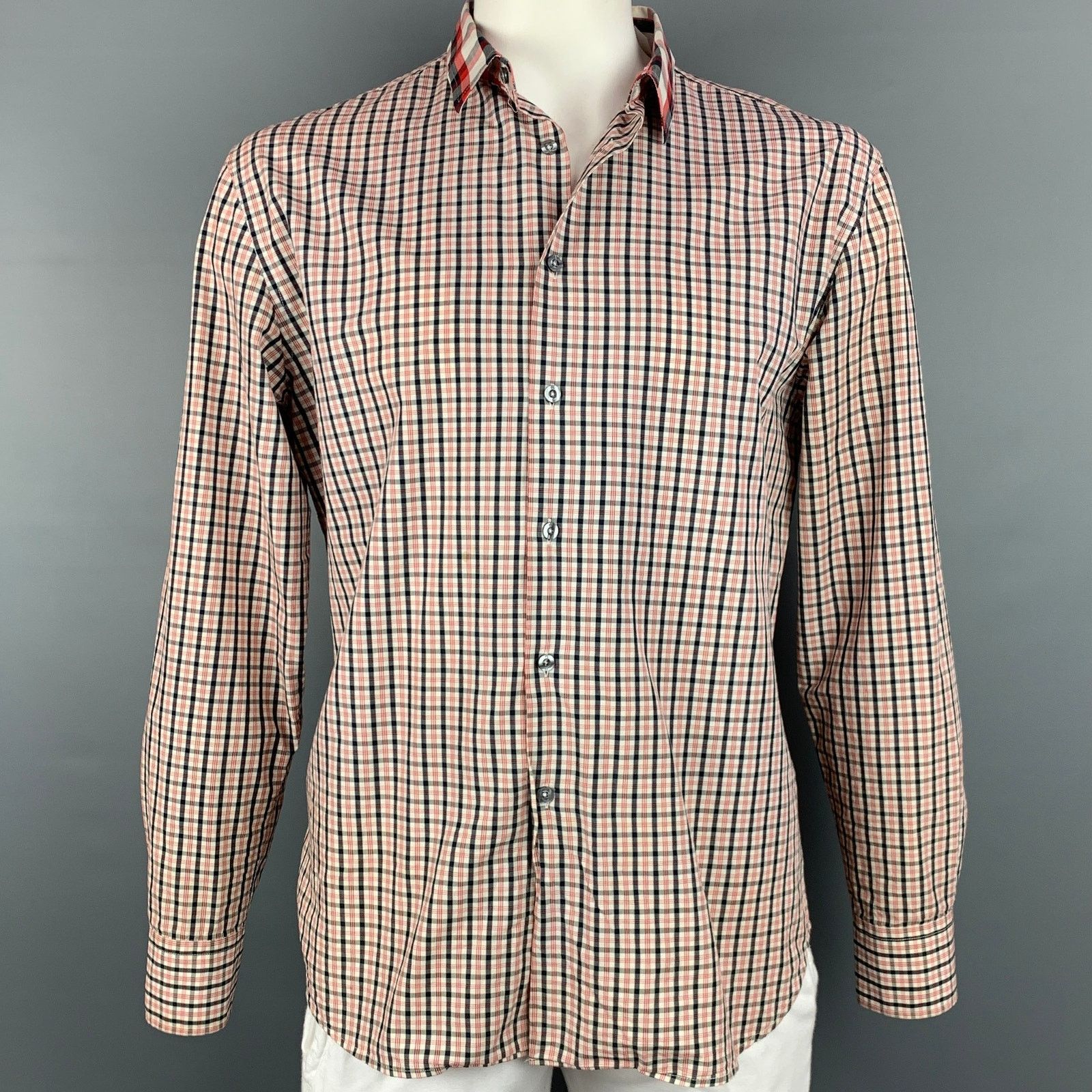 Paul Smith Size L White & Red Checkered Cotton Long Sleeve Shirt Size US L / EU 52-54 / 3 - 1 Thumbnail