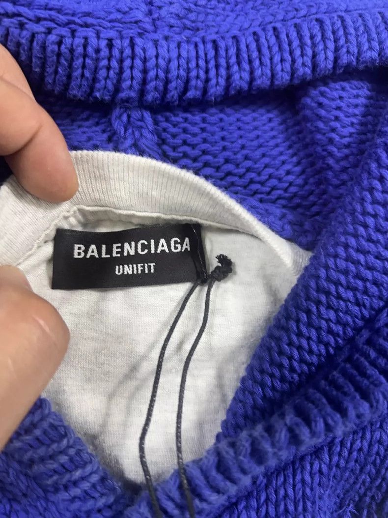 Balenciaga Balenciaga Blue destroys fake two-piece sweater Size US S / EU 44-46 / 1 - 3 Thumbnail