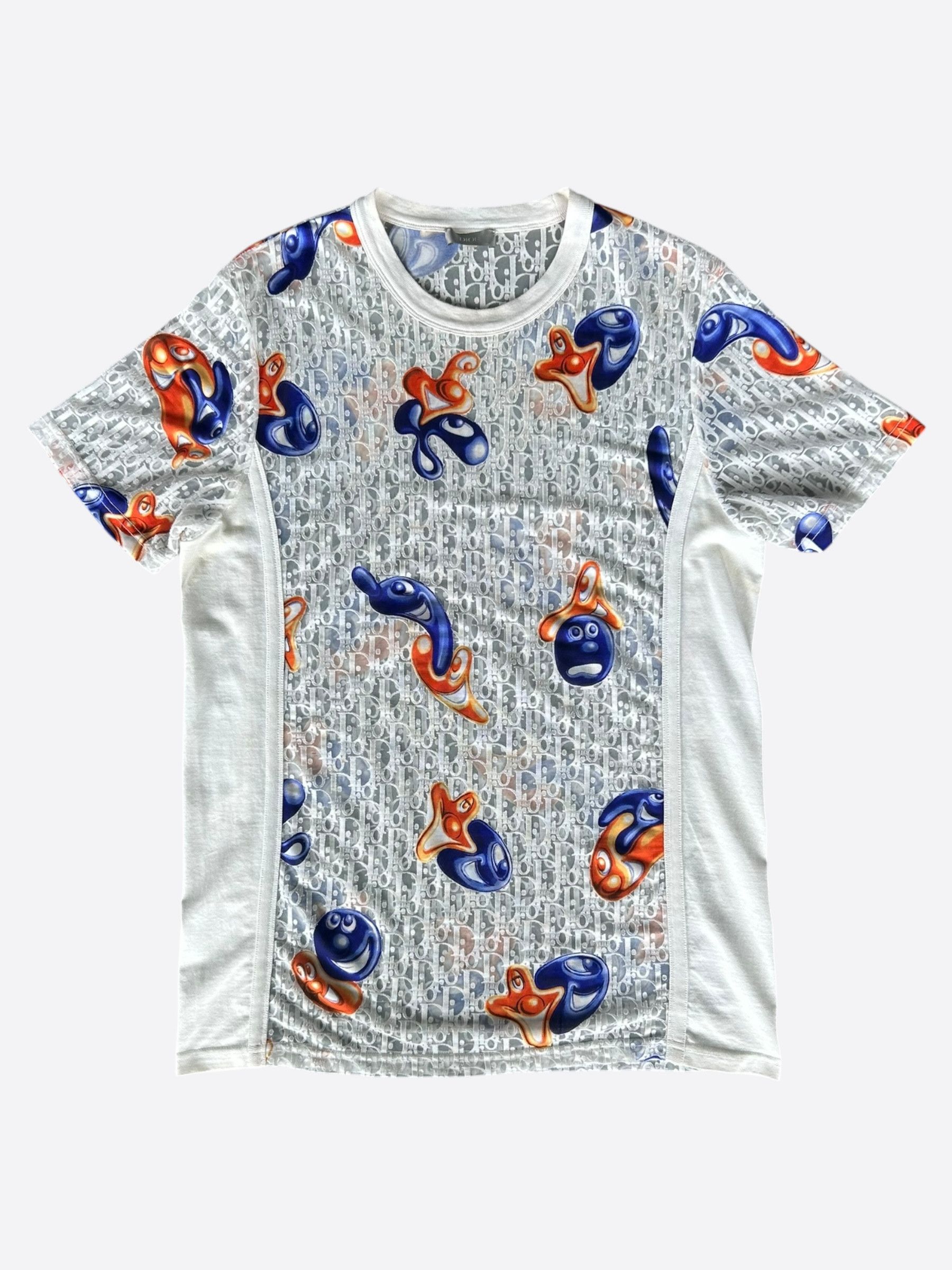 Dior Dior Kenny Scharf White Oblique Faces Transparent T-Shirt Size US M / EU 48-50 / 2 - 1 Thumbnail