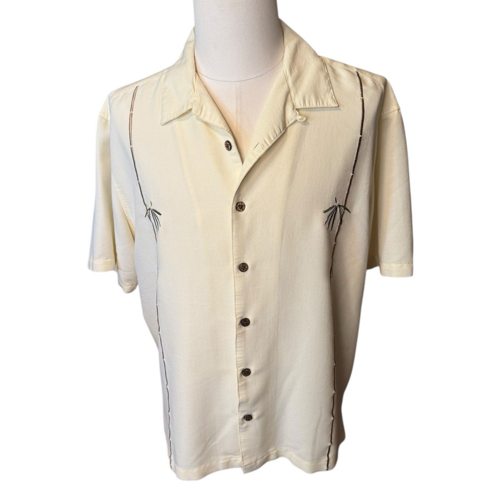 Other Havana Jacks Cafe Shirt Mens 2XL Cream Bamboo Button Up Size US XXL / EU 58 / 5 - 1 Thumbnail