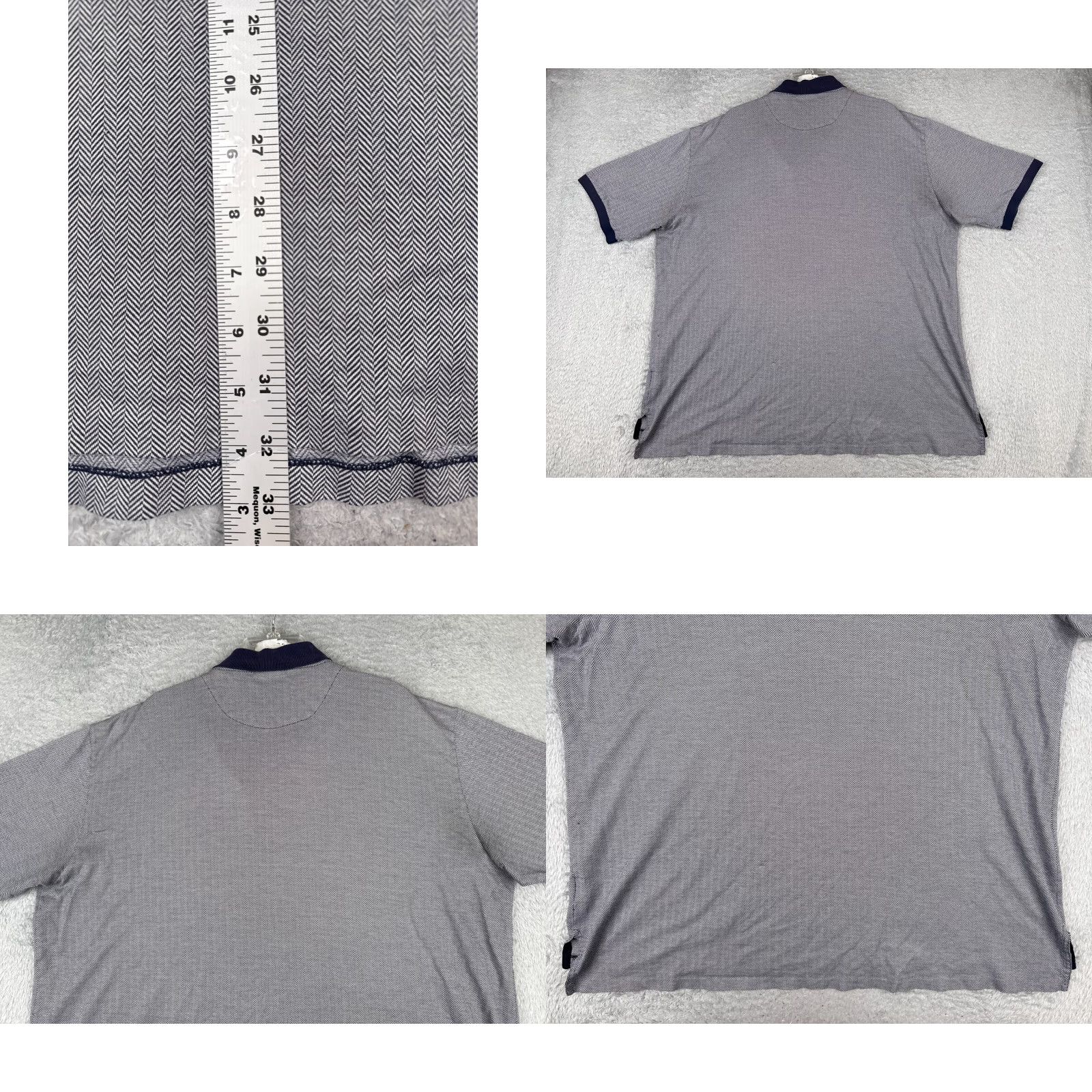 Ralph Lauren VINTAGE Ralph Lauren Polo Shirt Mens 2XL Gray Herringbone 100% Cotton Short Sleeve Polo Shirt Mens XXL Tall Blue/Gray 2XL Size US XXL / EU 58 / 5 - 9 Thumbnail