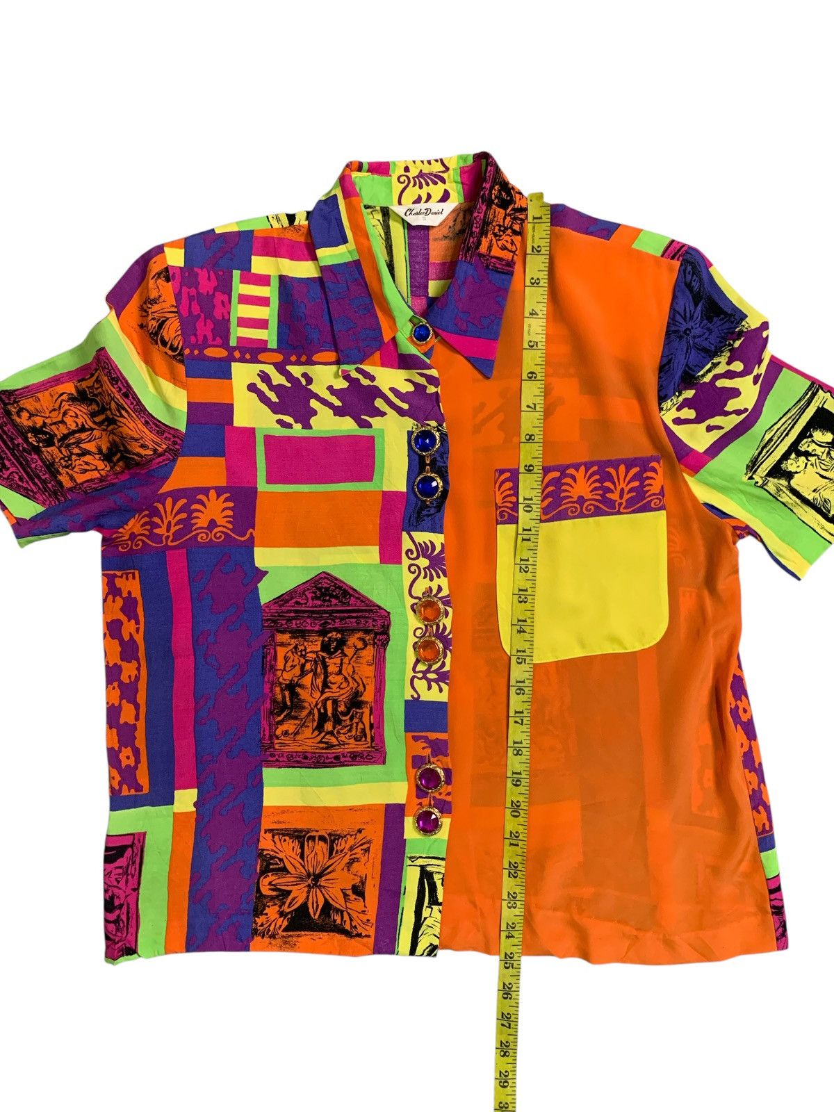 Complex Geometries Rare Design Vintage Charles Daniel 80’s Funky Pattern Blouse Size S / US 4 / IT 40 - 7 Thumbnail