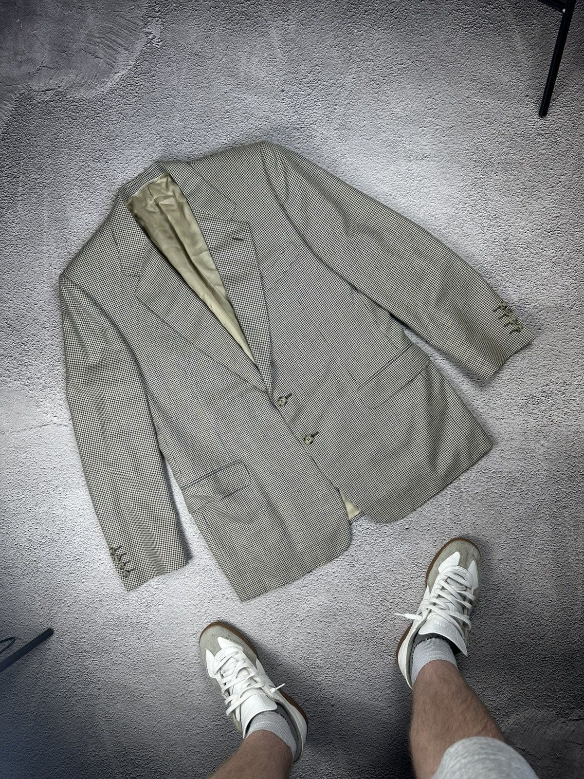 Canali × Vintage Canali Milano Vintage Check Wool-Silk Blazer Old Money Style Size 54R - 1 Thumbnail