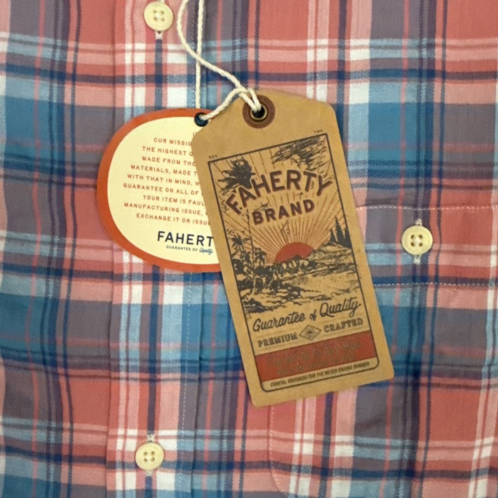 Faherty Faherty Mens S Shirt Tropical Cotton Plaid Long Sleeve Size US S / EU 44-46 / 1 - 7 Thumbnail