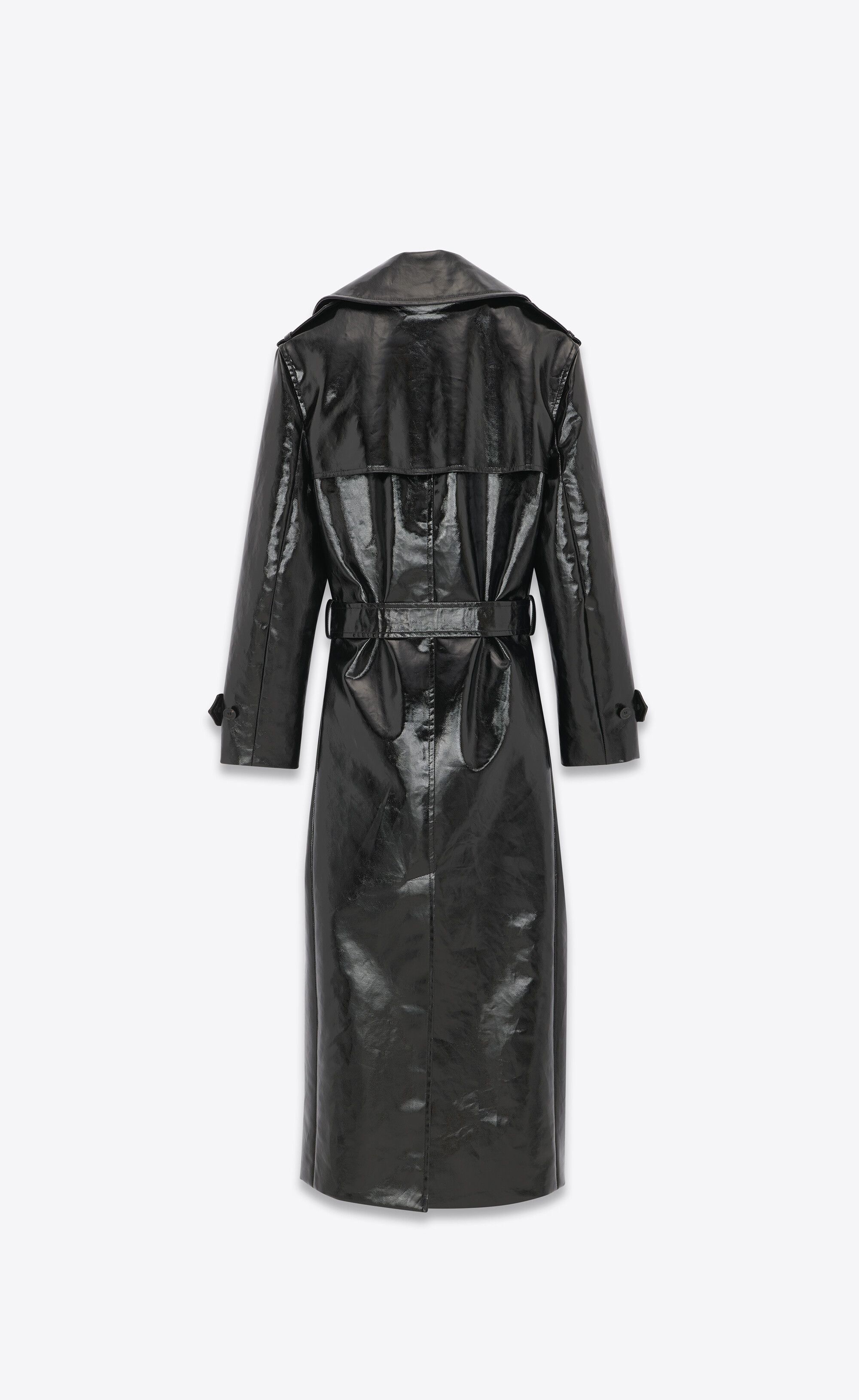 Saint Laurent Paris o1s1wg110125 753925 Trench Coat in Vinyl in Black Size XS / US 0-2 / IT 36-38 - 3 Thumbnail