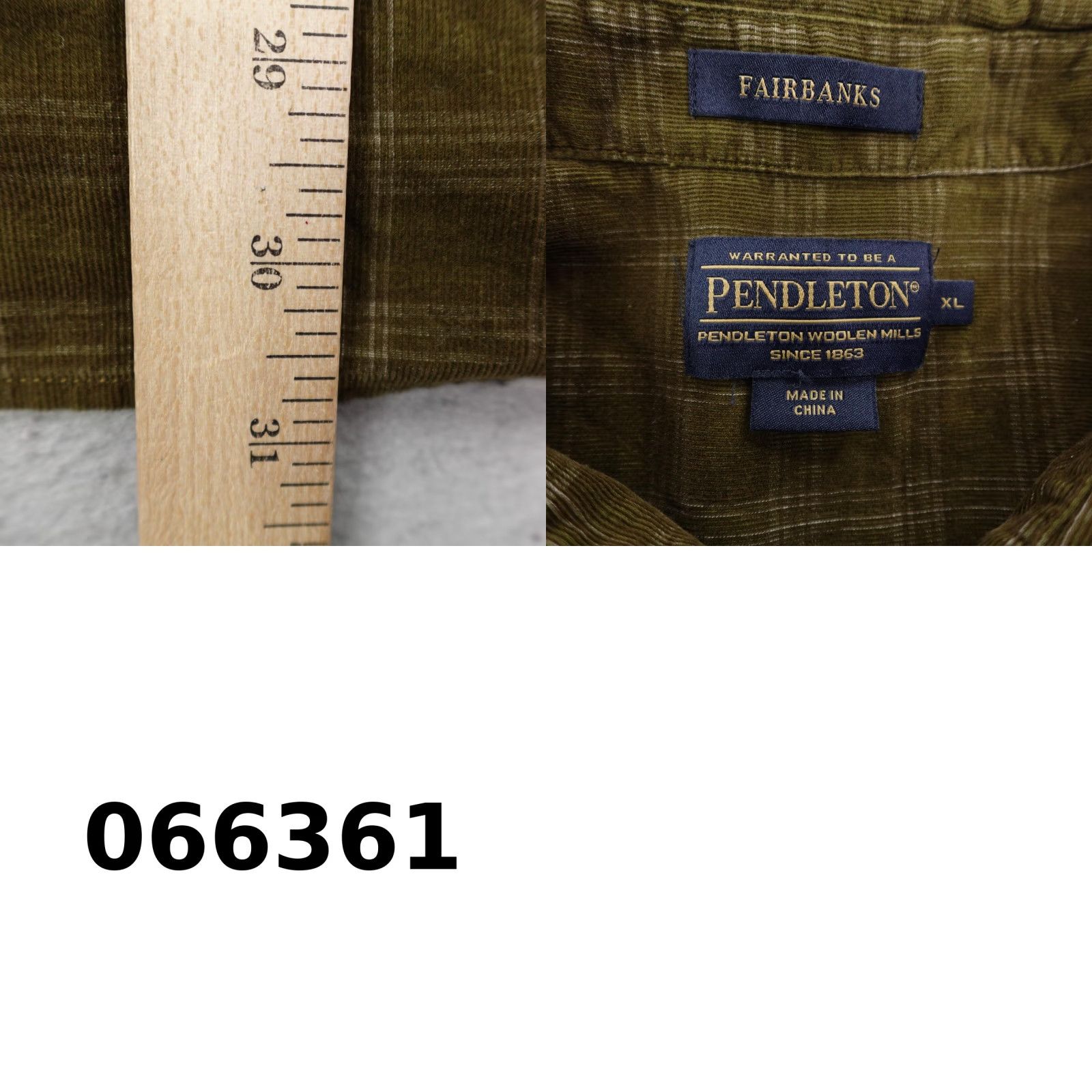 Pendleton Pendleton Shirt Mens XL Green Plaid Fairbanks Corduroy Roll Tab Button Up Long Sleeve Size US XL / EU 56 / 4 - 8 Thumbnail