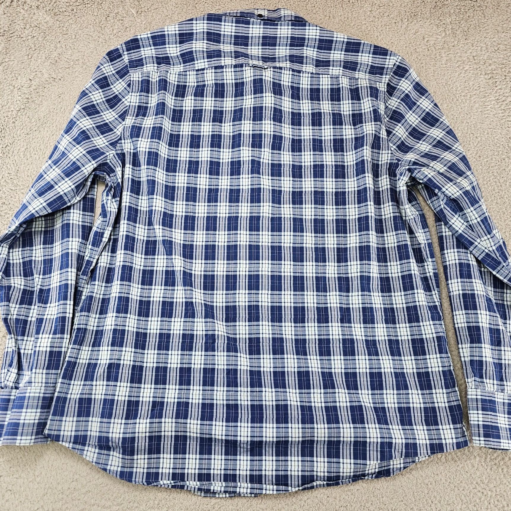 Nordstrom Nordstrom Dress Shirt Mens Size Extra Large Blue Check Tech Smart Woven Oxford Size 46R - 5 Thumbnail