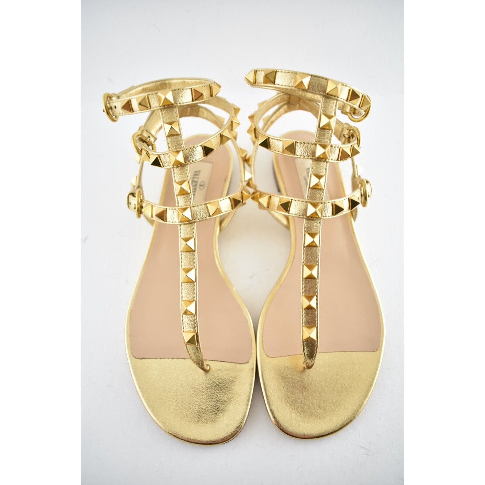 Valentino Valentino Rockstud KM5 Gold Leather Triple Ankle Strap Size US 6 / IT 36 - 6 Thumbnail