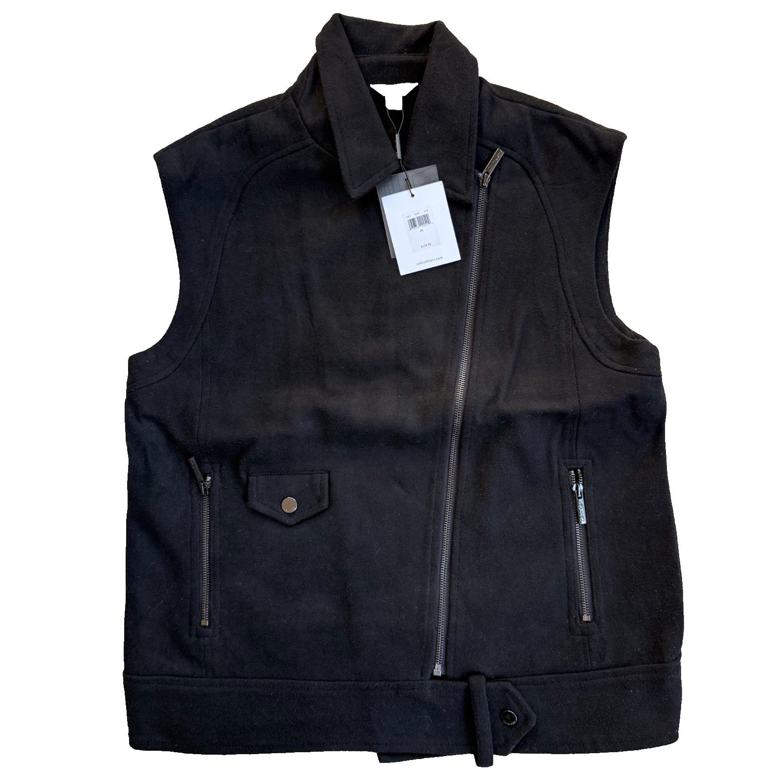 Calvin Klein Calvin Klein Wool Blend Moto Vest Womens M Slim Black Size US M / EU 48-50 / 2 - 1 Thumbnail