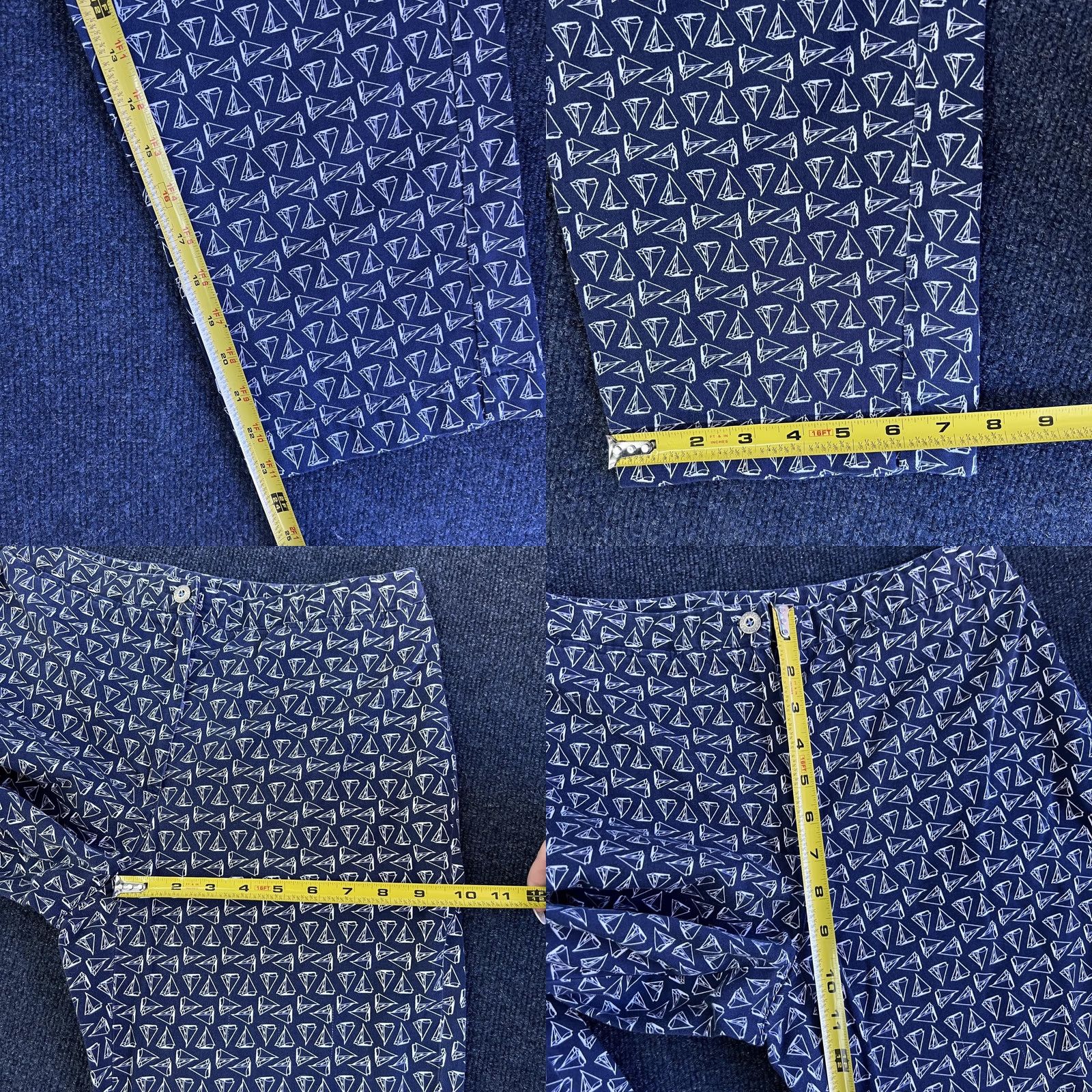 Liz Claiborne Liz Claiborne Womens 10P Blue Sailboat Print Chino Straight Leg Cotton Pants Size 32" / US 10 / IT 46 - 8 Thumbnail