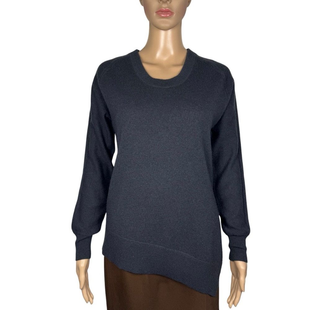 AQUA Aqua Cashmere Asymmetrical Hem Crewneck Dark Grey Sweater S Size XS / US 0-2 / IT 36-38 - 1 Thumbnail