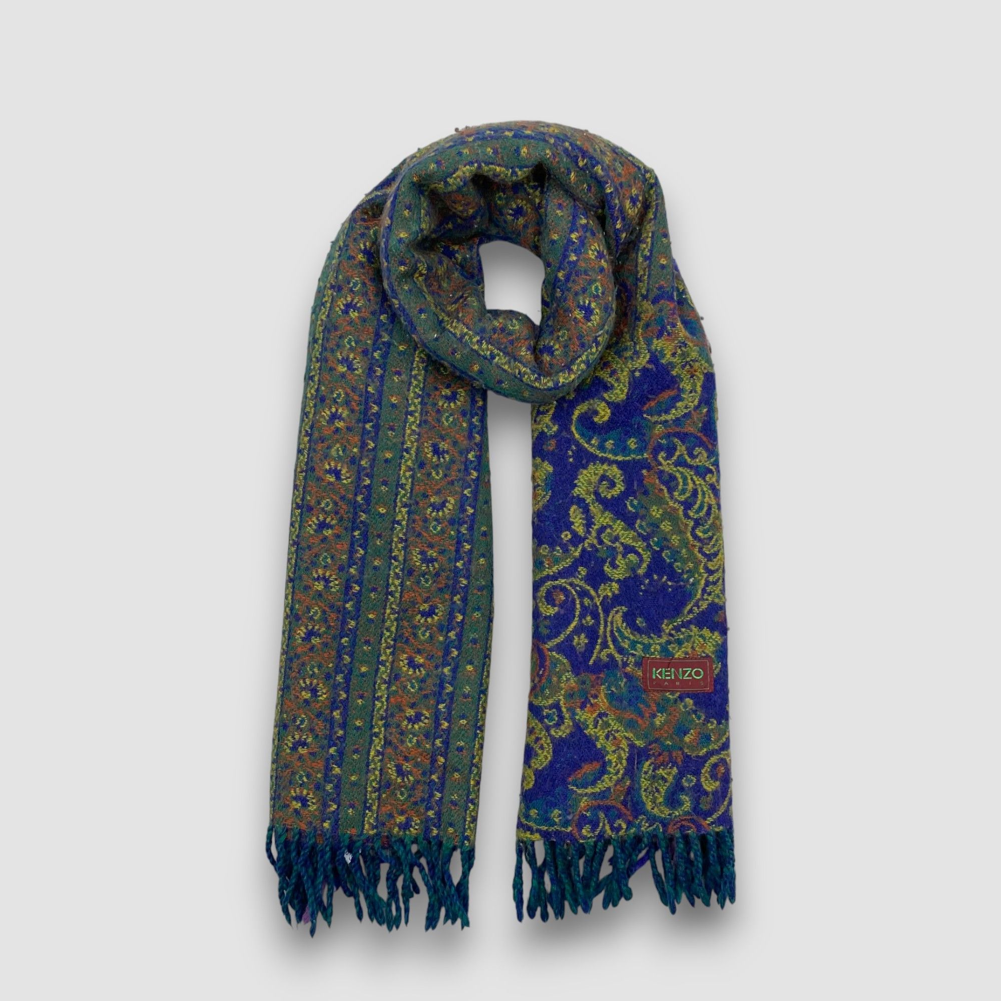 Kenzo Vintage Kenzo Scarf Muffler Wool Paisley Fringe Scarves Size ONE SIZE - 1 Thumbnail