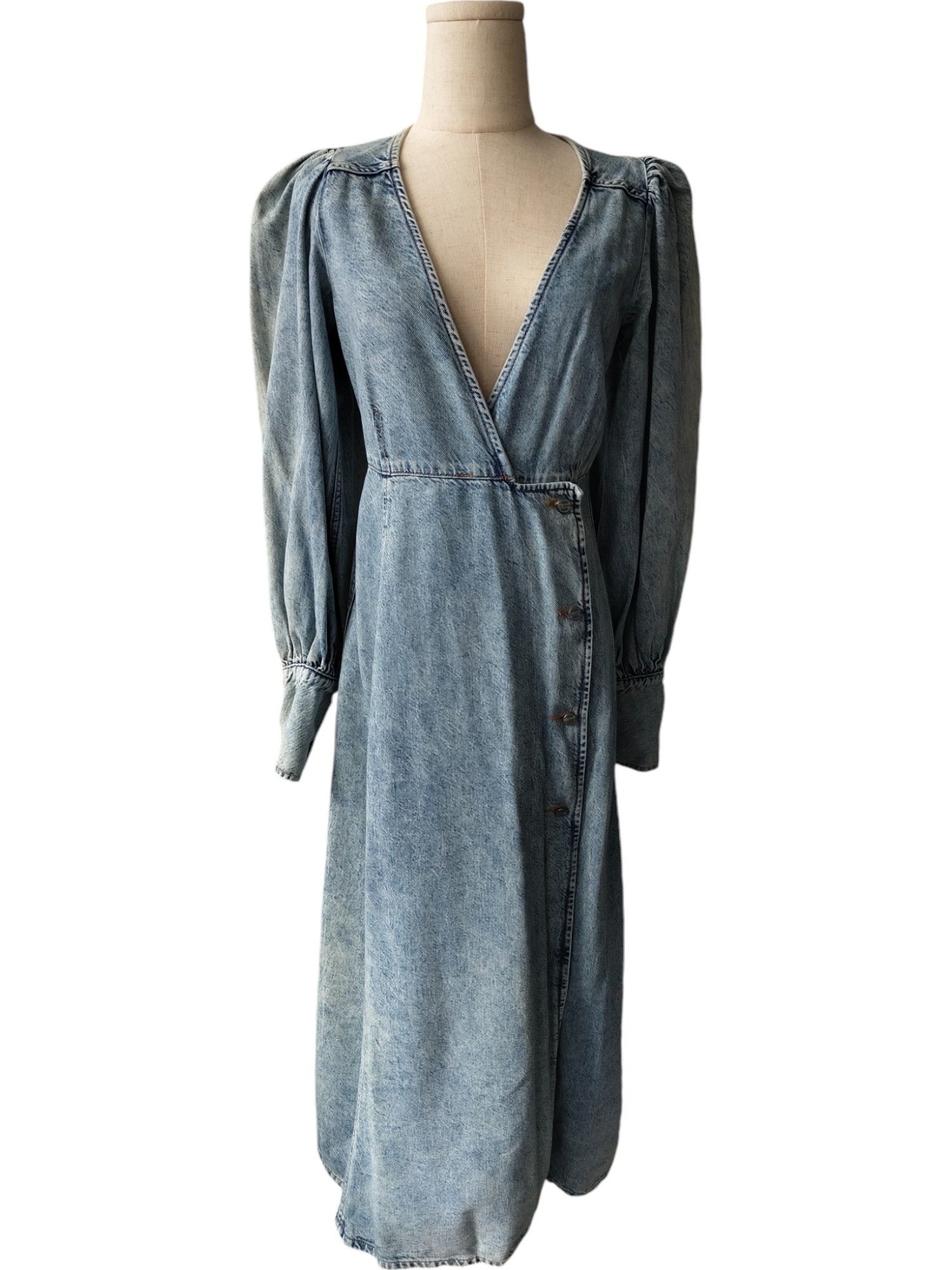 Ganni Washed Denim Long Sleeves Dress With Logo Embossed Buttons | Grailed