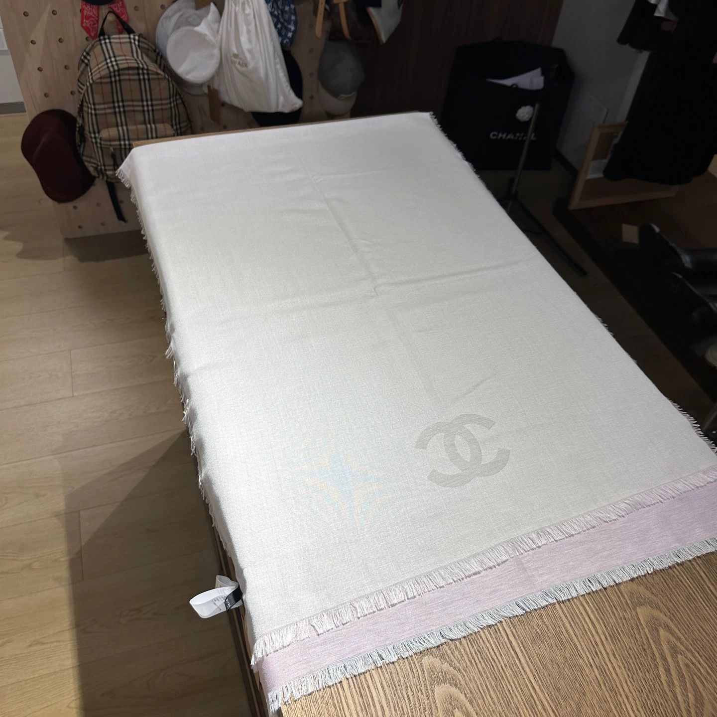 Chanel Chanel 26P Lightweight Gradient Logo Cashmere Silk Scarf Size ONE SIZE - 2 Thumbnail