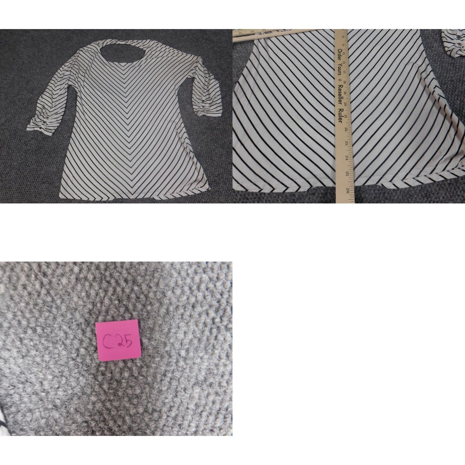White House Black Market White House Black Market Blouse Womens Medium White Striped Pullover Crew Neck Stretch Casual Rayon Regular Size M / US 6-8 / IT 42-44 - 8 Thumbnail