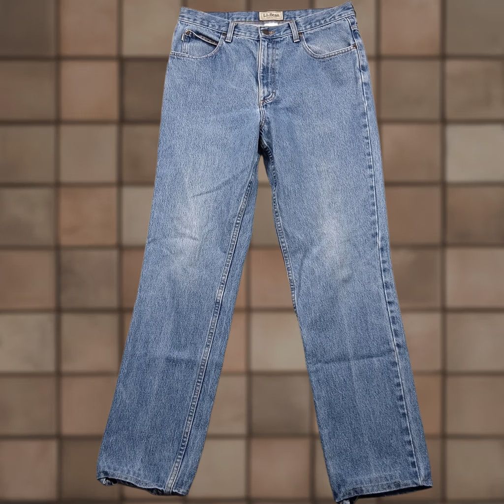 Vintage L.L. Bean Mens Jeans Classic Fit Blue Denim 33x32 Cotton 5-Pocket Size US 33 - 1 Thumbnail