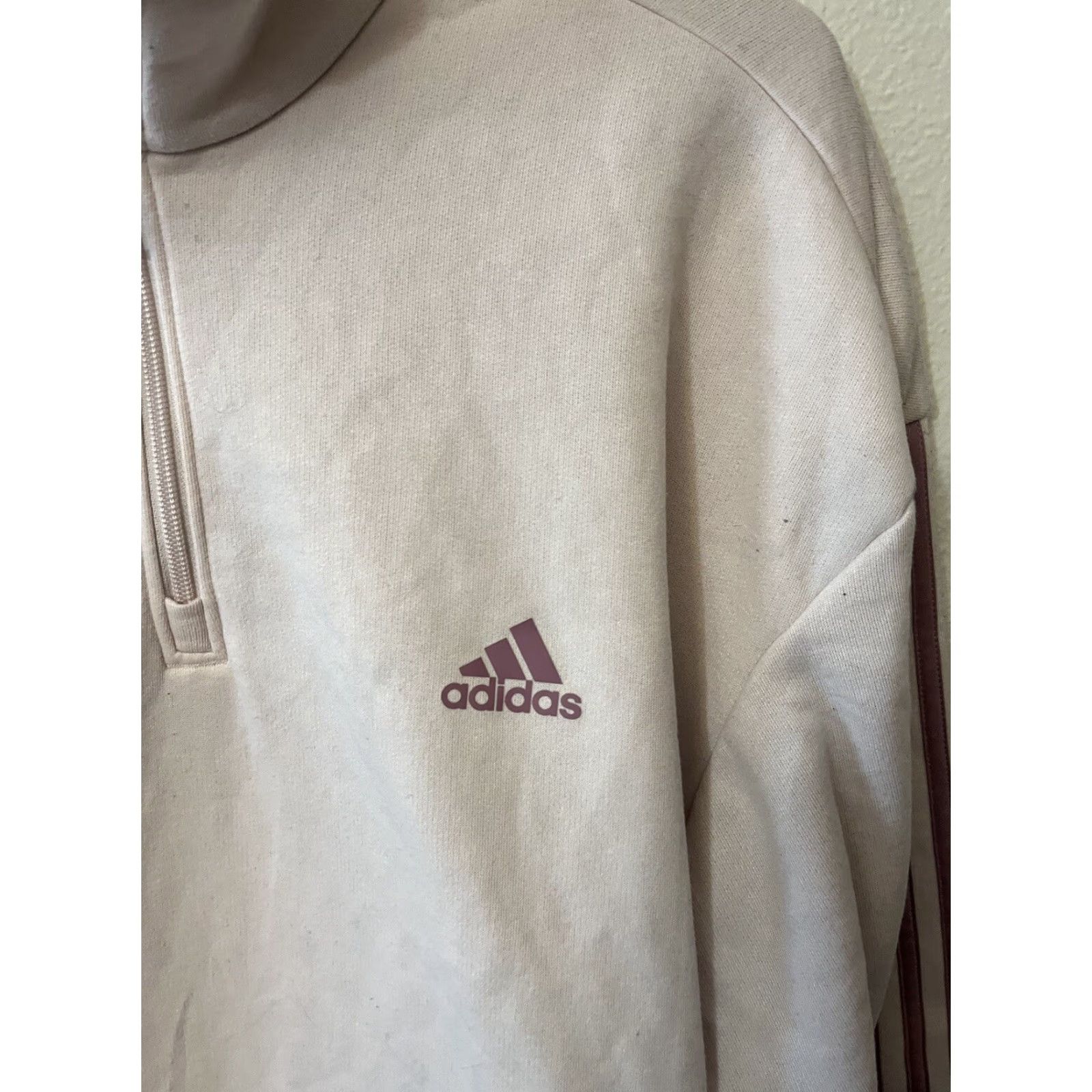 Adidas Adidas Athletic Pullover Sweater Women’s L 1/4 Zip Light Pink Fleece Logo Size L / US 10 / IT 46 - 2 Thumbnail