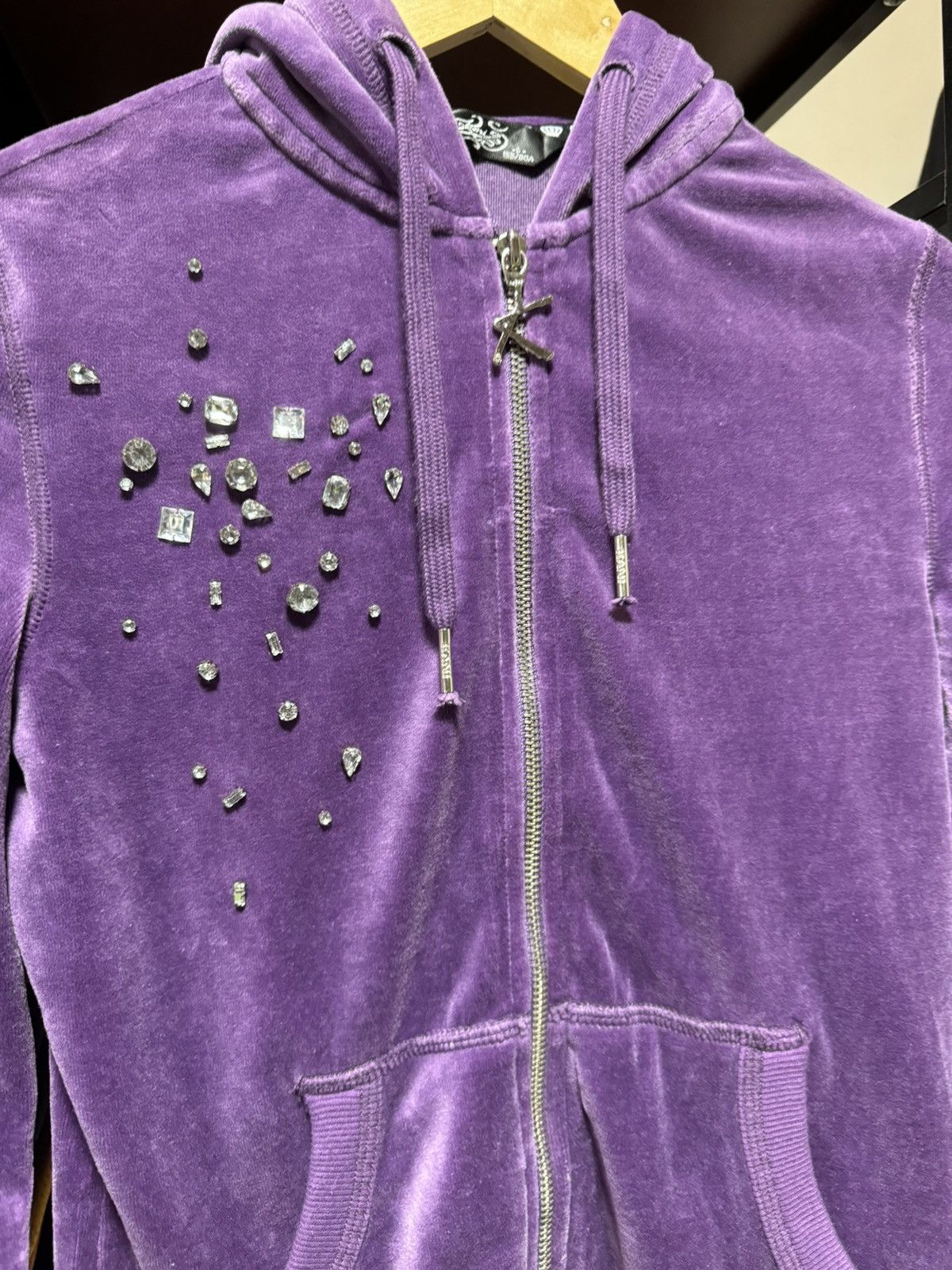 Karl Kani × Vintage Y2K Velvet Karl Kanie Hoodie Size XS / US 0-2 / IT 36-38 - 2 Thumbnail