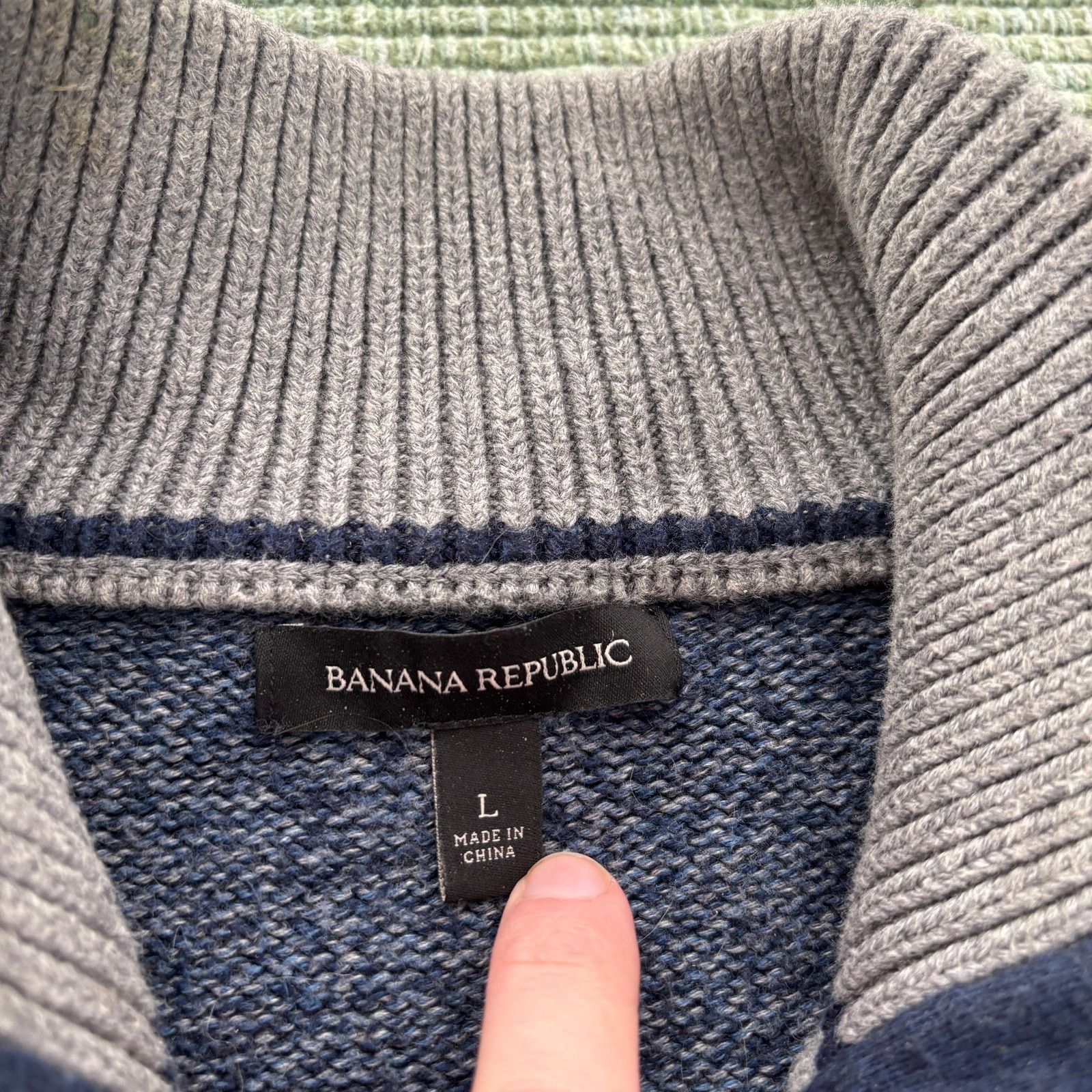 Banana Republic Banana Republic Men's Cotton Knit Quarterzip Sweater Sz L Size US L / EU 52-54 / 3 - 4 Thumbnail