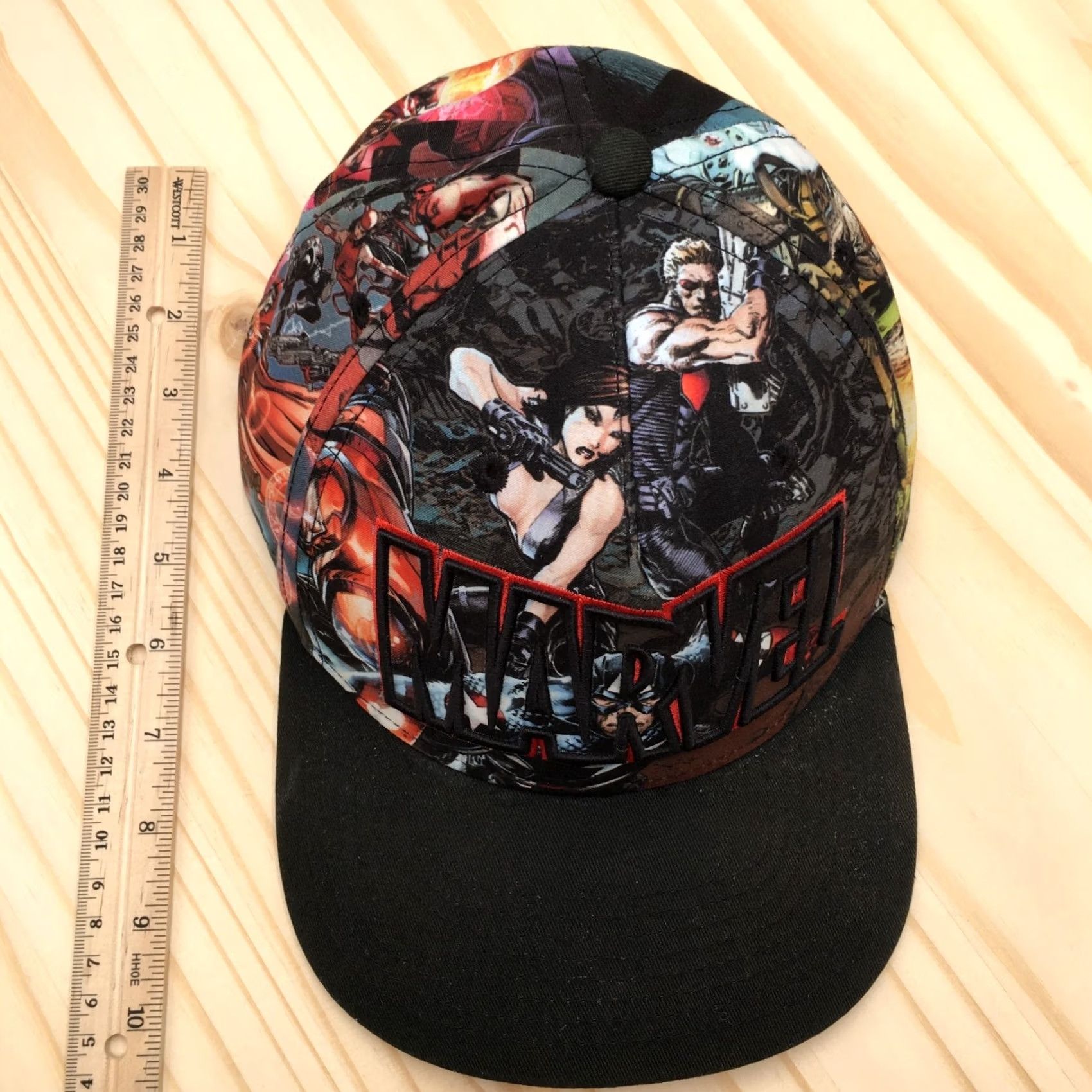 Vintage Marvel Universe Hat Mens Black OS Adjustable Flat Brim Embroidered Logo Snapback Hat Size ONE SIZE - 3 Thumbnail