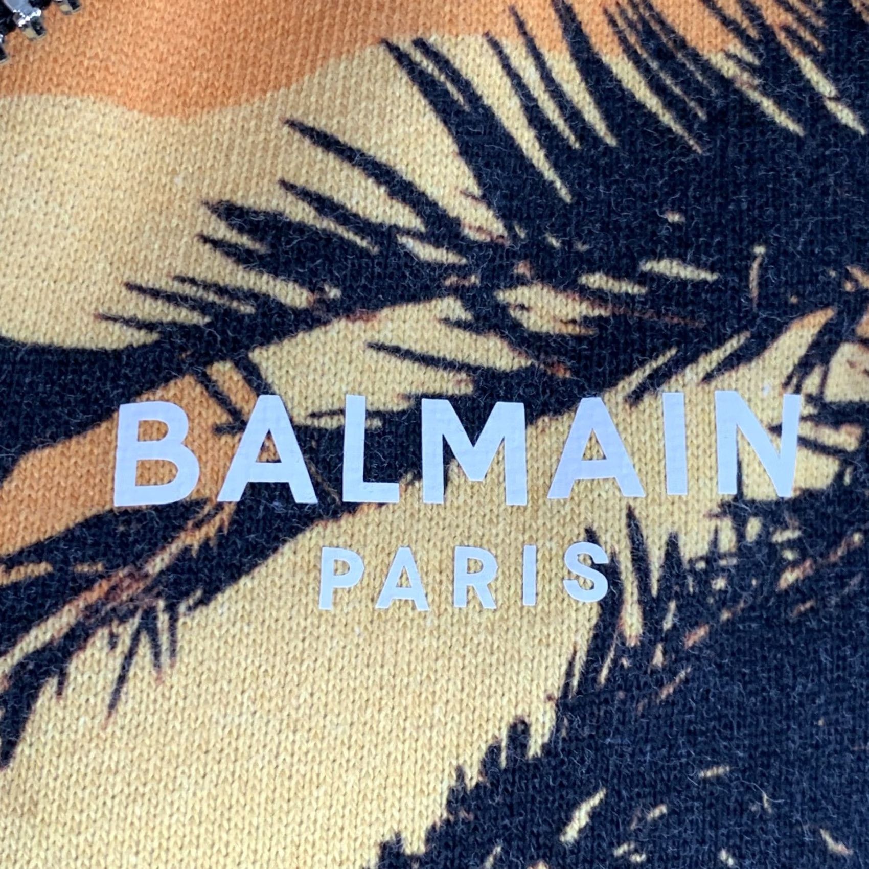 Balmain BALMAIN Hooded Sweatshirt Black Orange Blue Tropical Cotton Zip Up L Men Tubular Pattern Tropical Cotton Sweatshirt Size US L / EU 52-54 / 3 - 2 Thumbnail