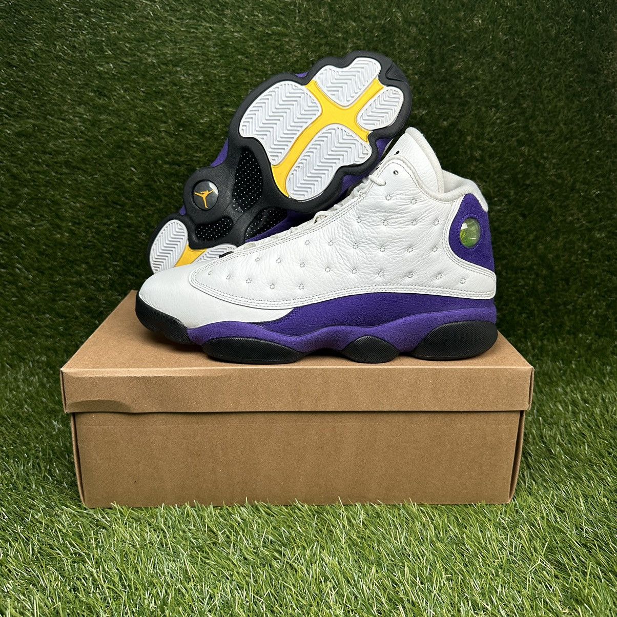 image of Jordan Nike Air Jordan 13 Lakers Shoes in Purple, Men's (Size 11)