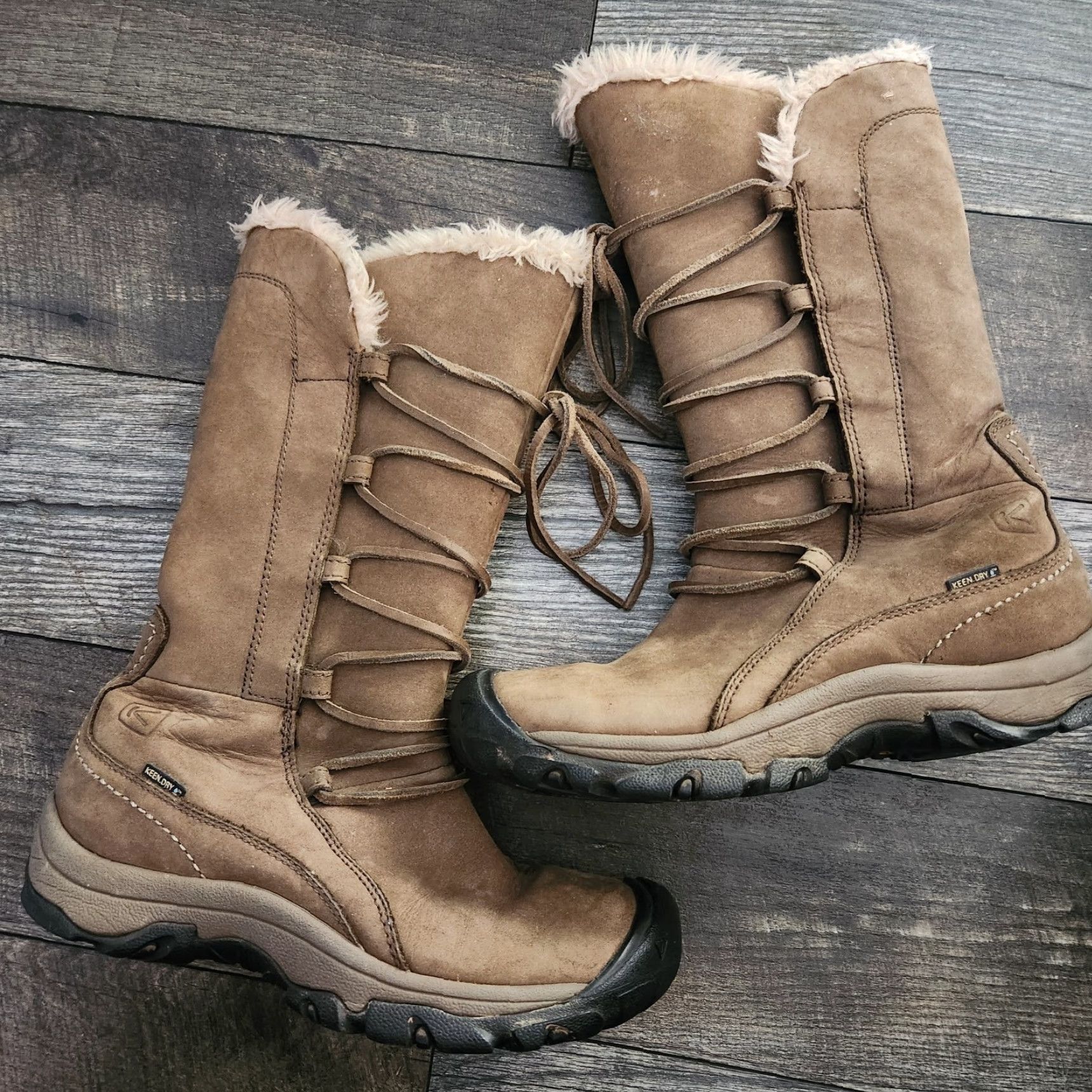 KEEN VINTAGE KEEN Womens 6.5 Waterproof Brown Leather Lace Up Boots Snow Warm Dry Keen Size US 7 / IT 37 - 7 Thumbnail