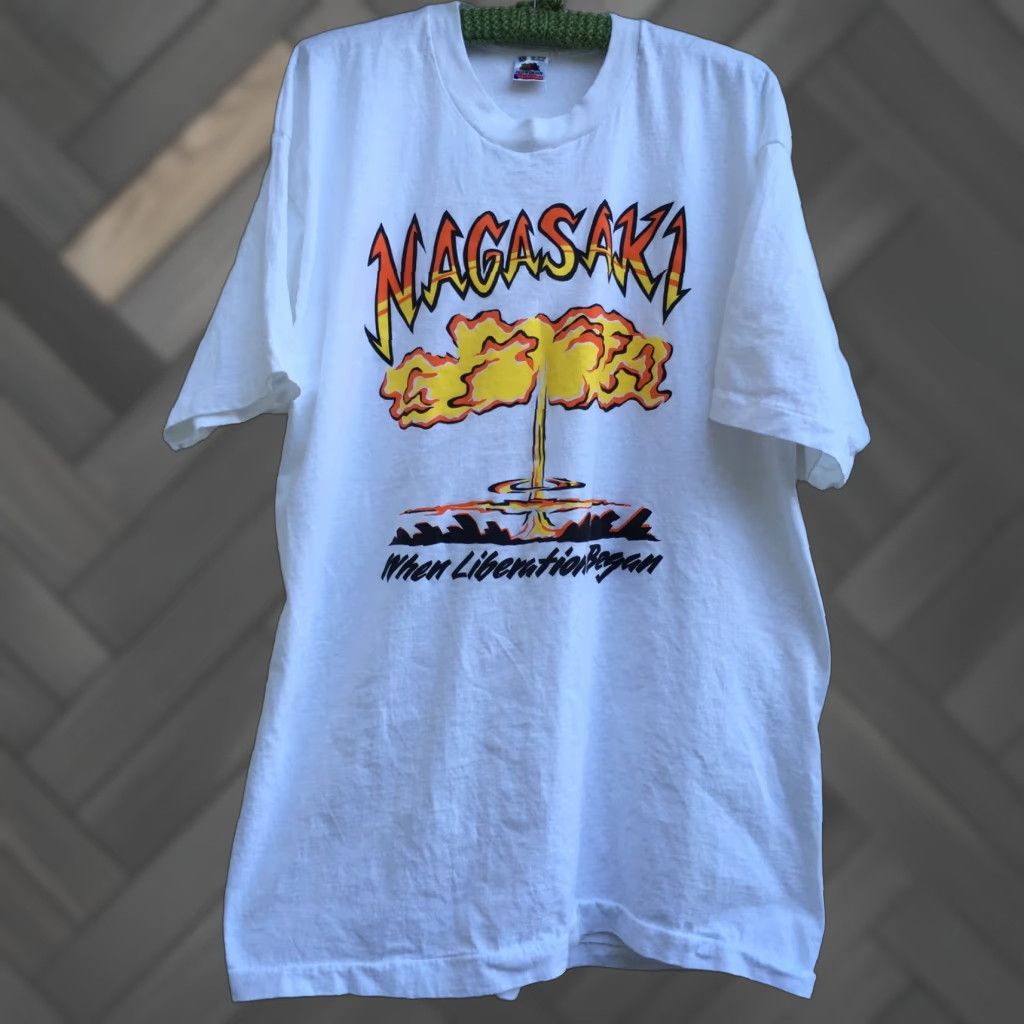 Fruit Of The Loom VINTAGE Nagasaki When Liberation Began T Shirt XXL White Graphic Tee 100% Cotton Fruit of the Loom Short Sleeve Mens Womens? Size US XXL / EU 58 / 5 - 1 Thumbnail